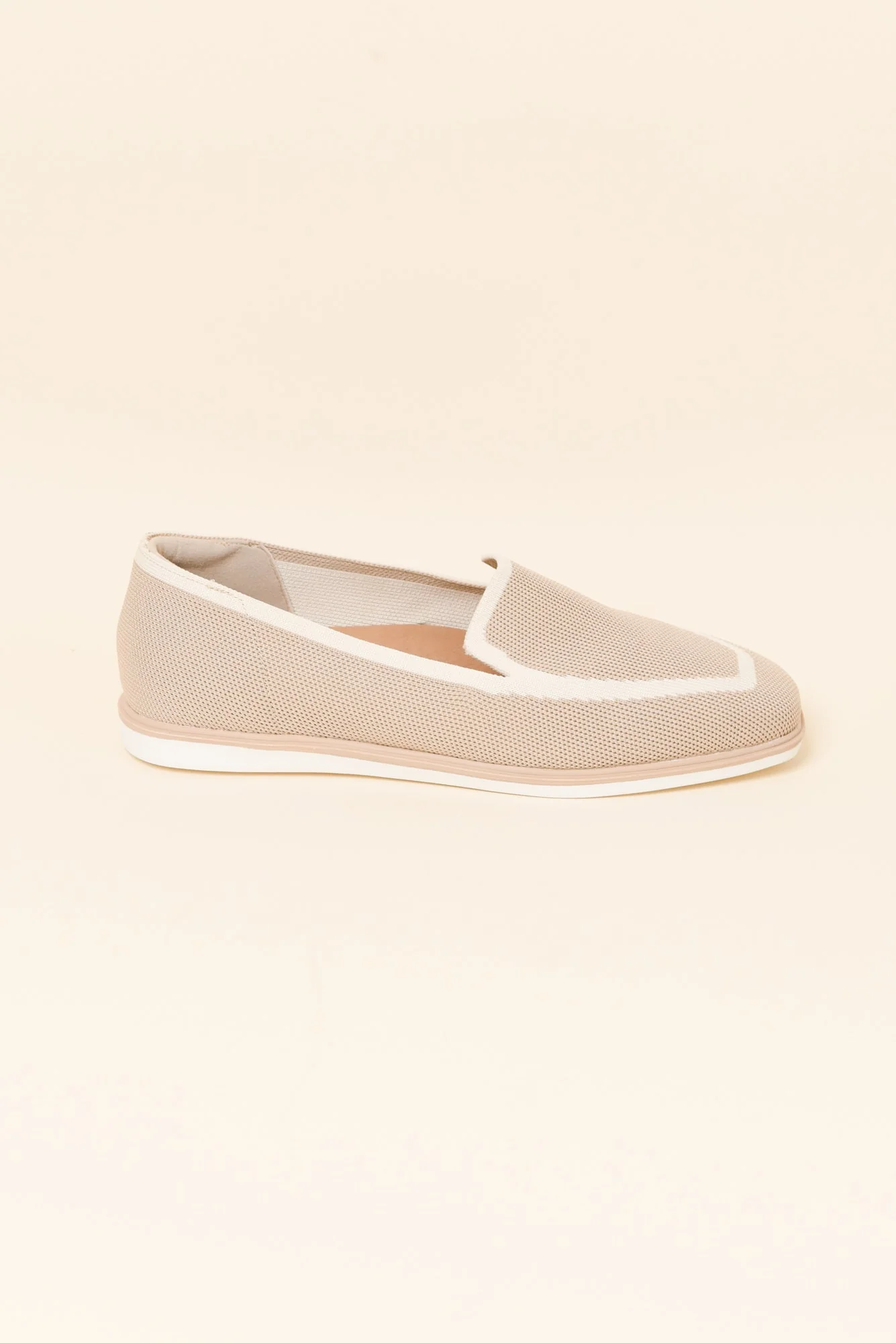 Fifi Beige Contrast Flyknit Loafer