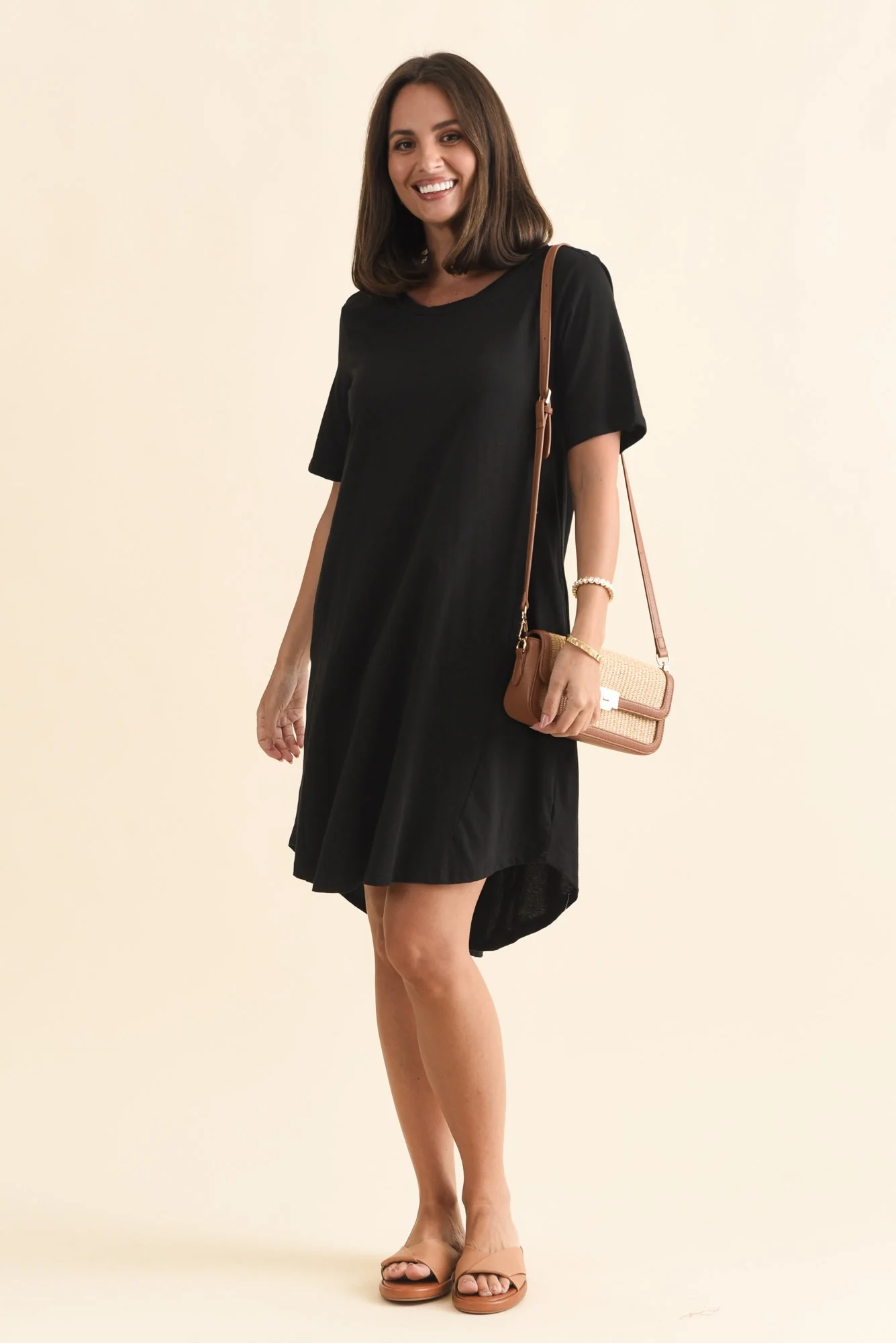 Florida Black Cotton Tee Dress