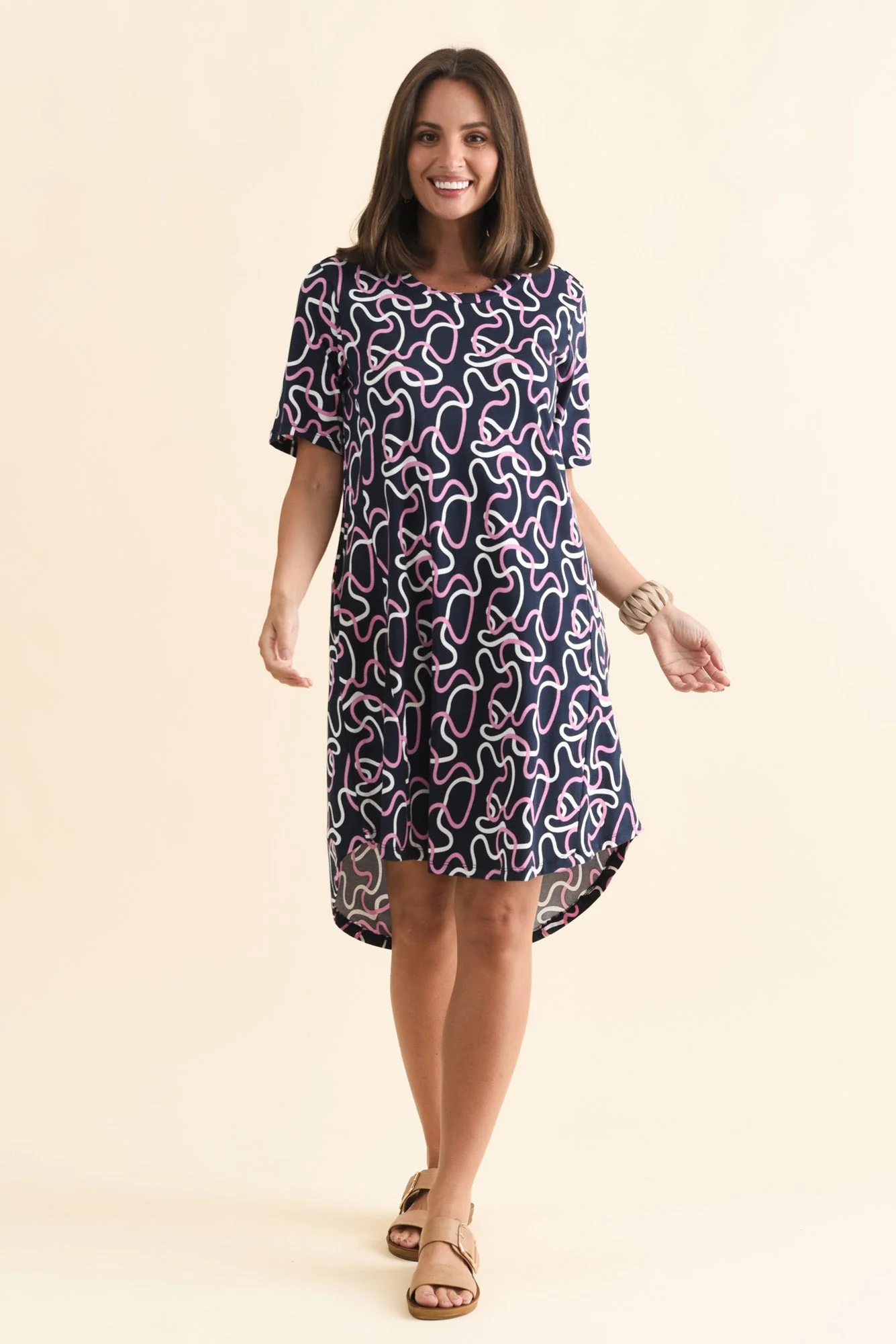 Florida Navy Abstract Cotton Tee Dress