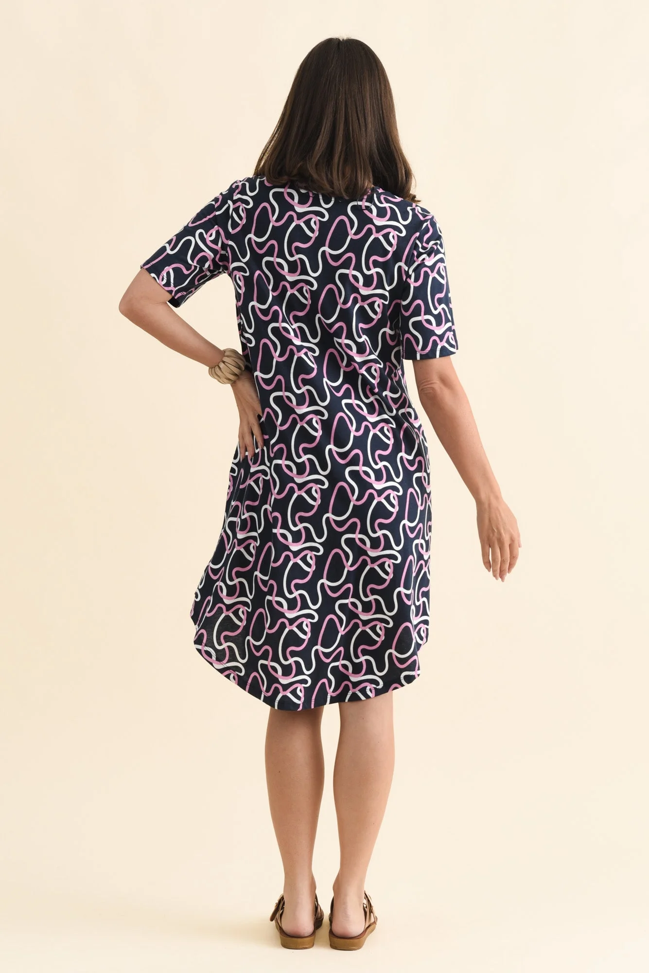 Florida Navy Abstract Cotton Tee Dress - Image 4