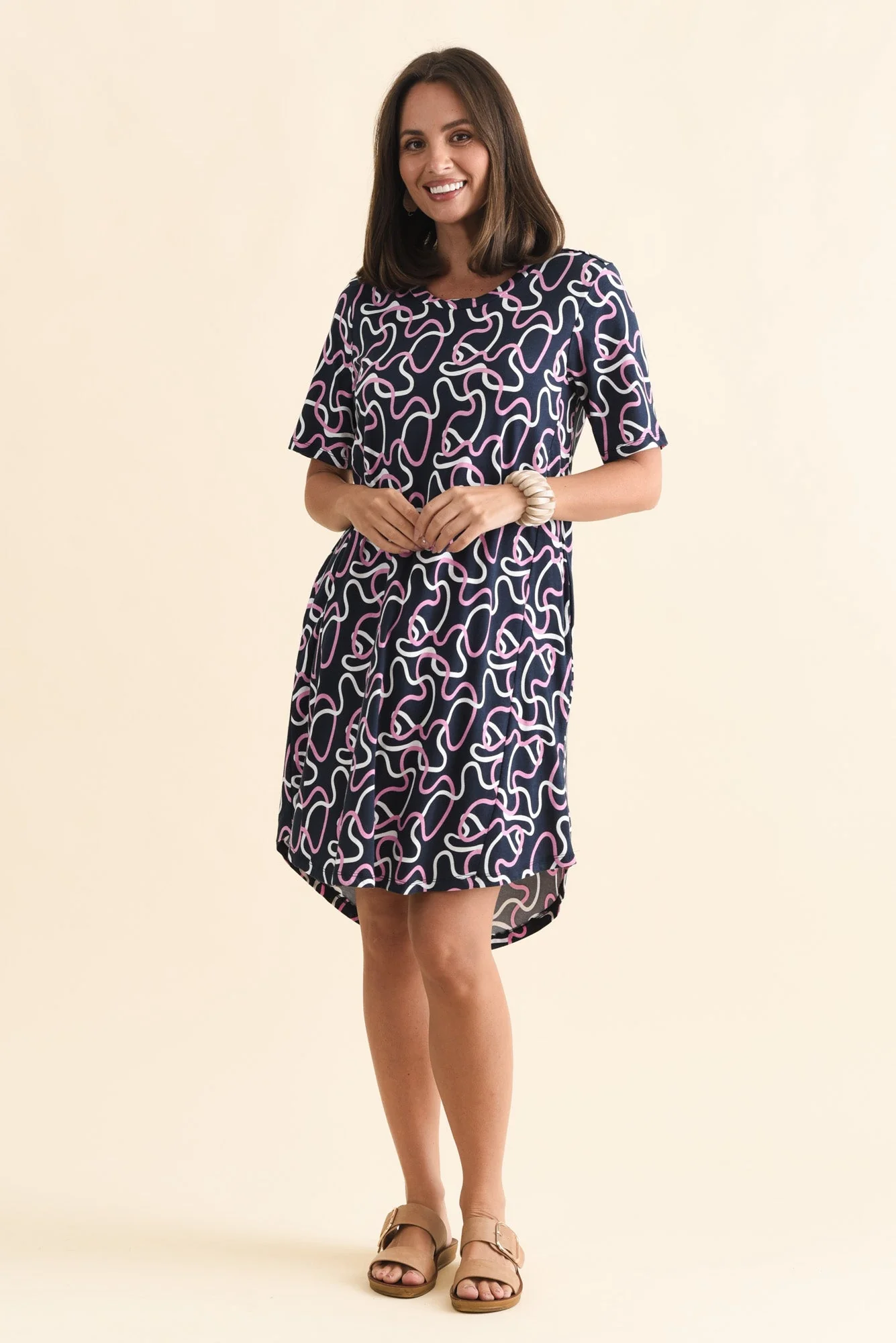 Florida Navy Abstract Cotton Tee Dress - Image 6