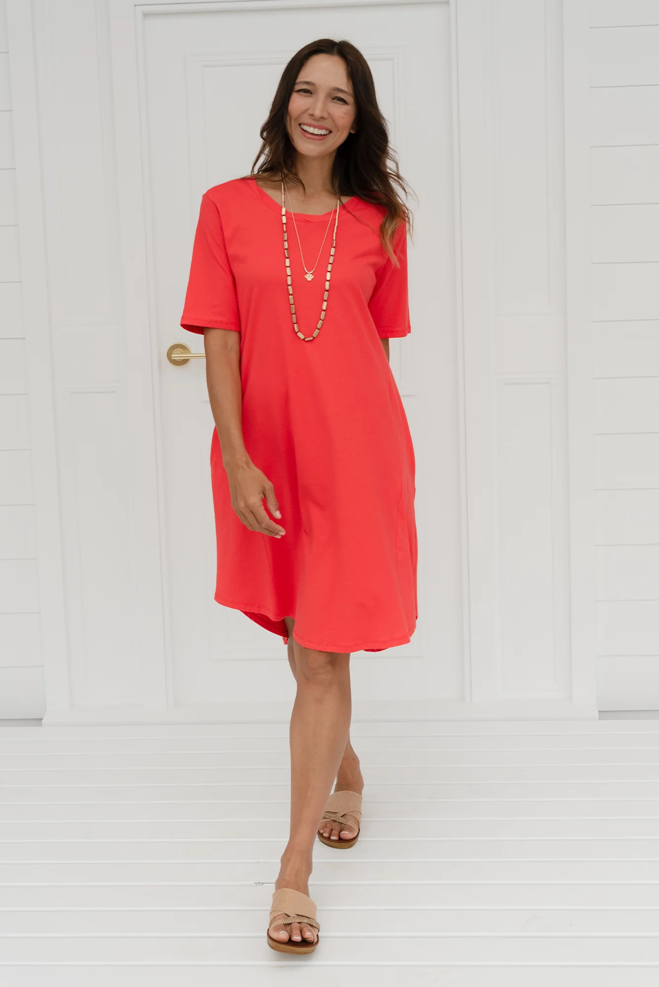Florida Red Cotton Tee Dress