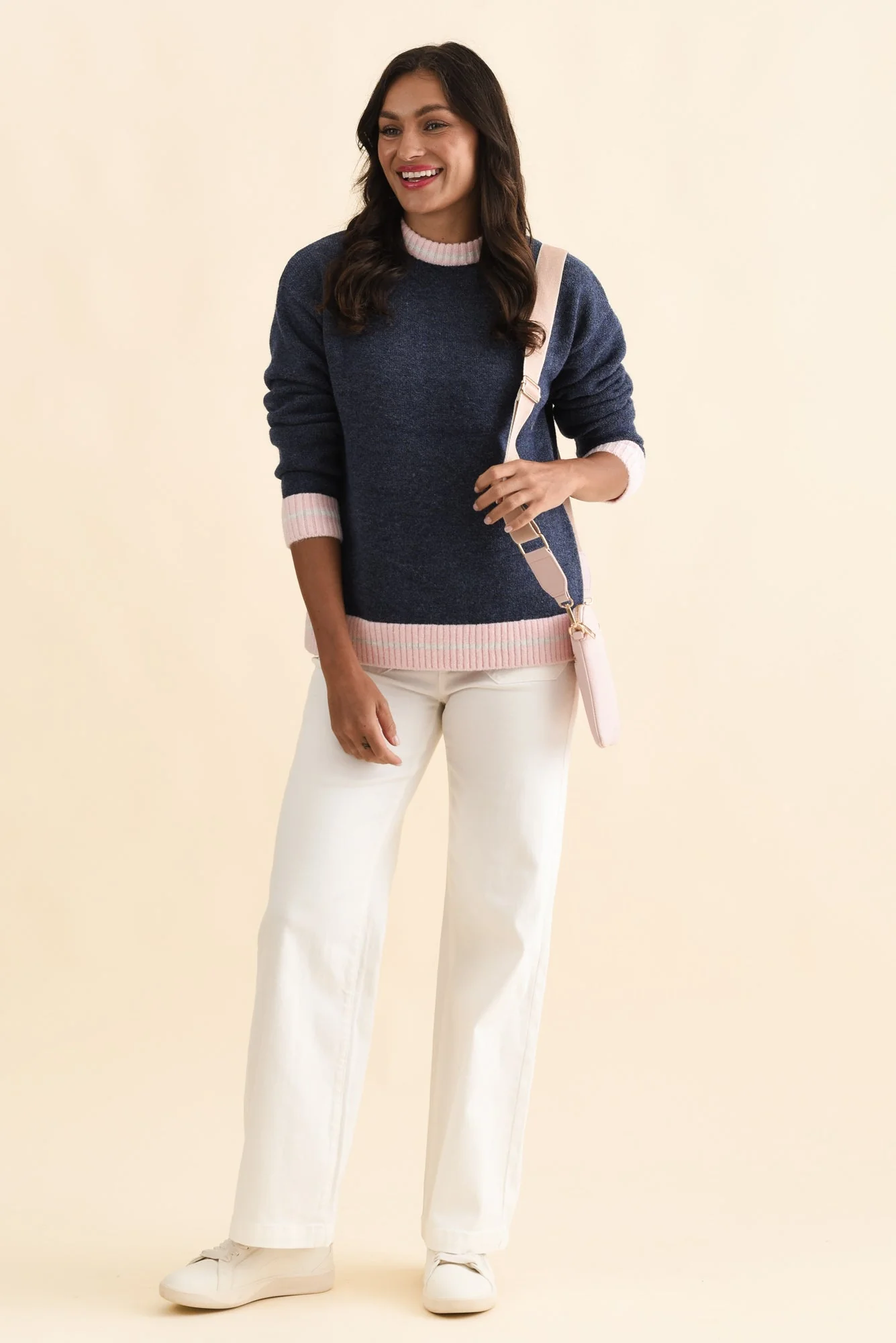Fowler Navy Contrast Trim Knit Jumper - Image 2