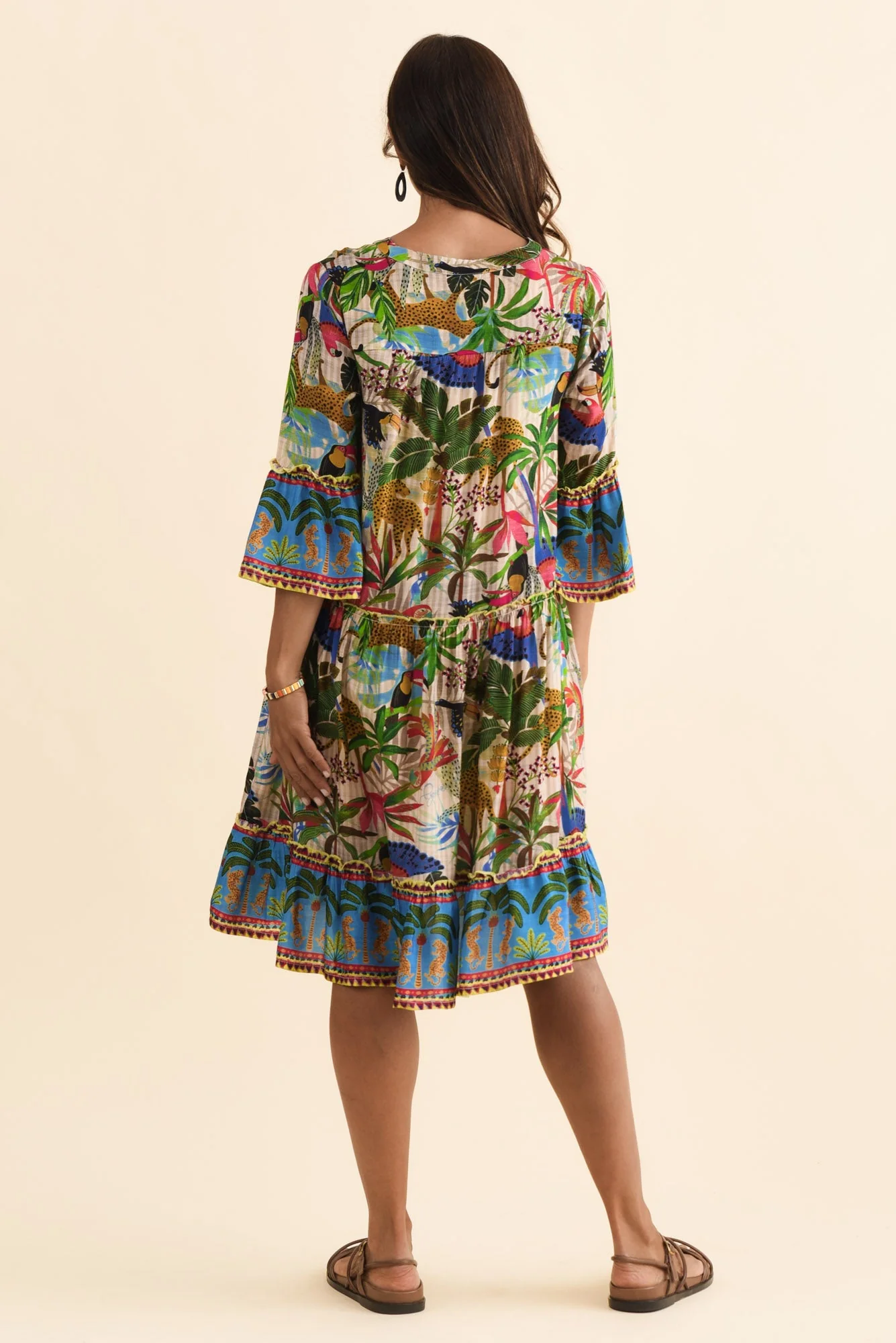 Frankie Green Tropical Frill Sleeve Dress - Image 4
