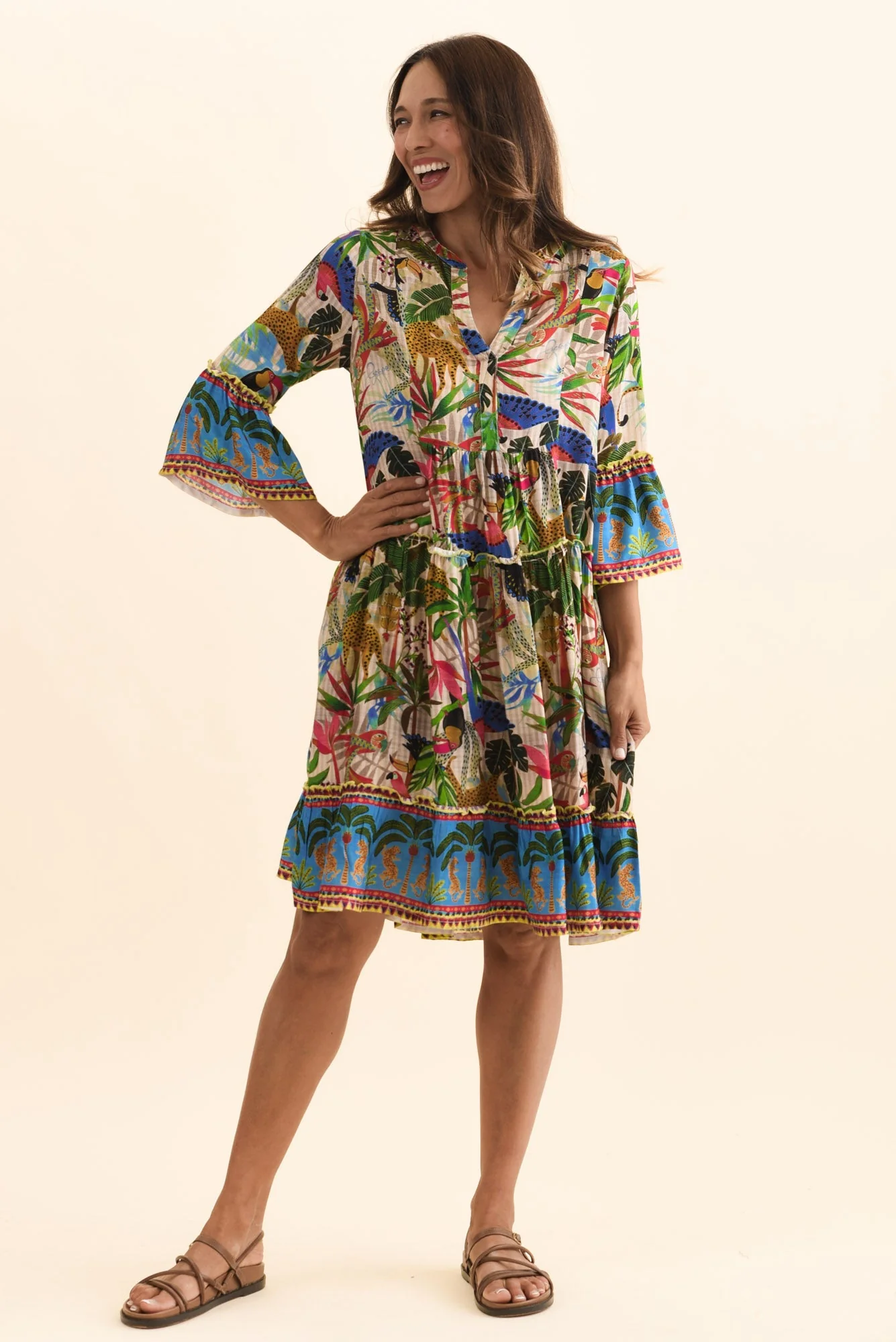Frankie Green Tropical Frill Sleeve Dress - Image 6