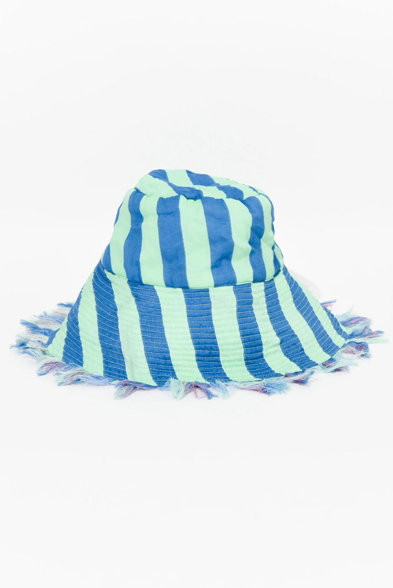 Fray Blue Stripe Cotton Wide Brim Hat - Image 2