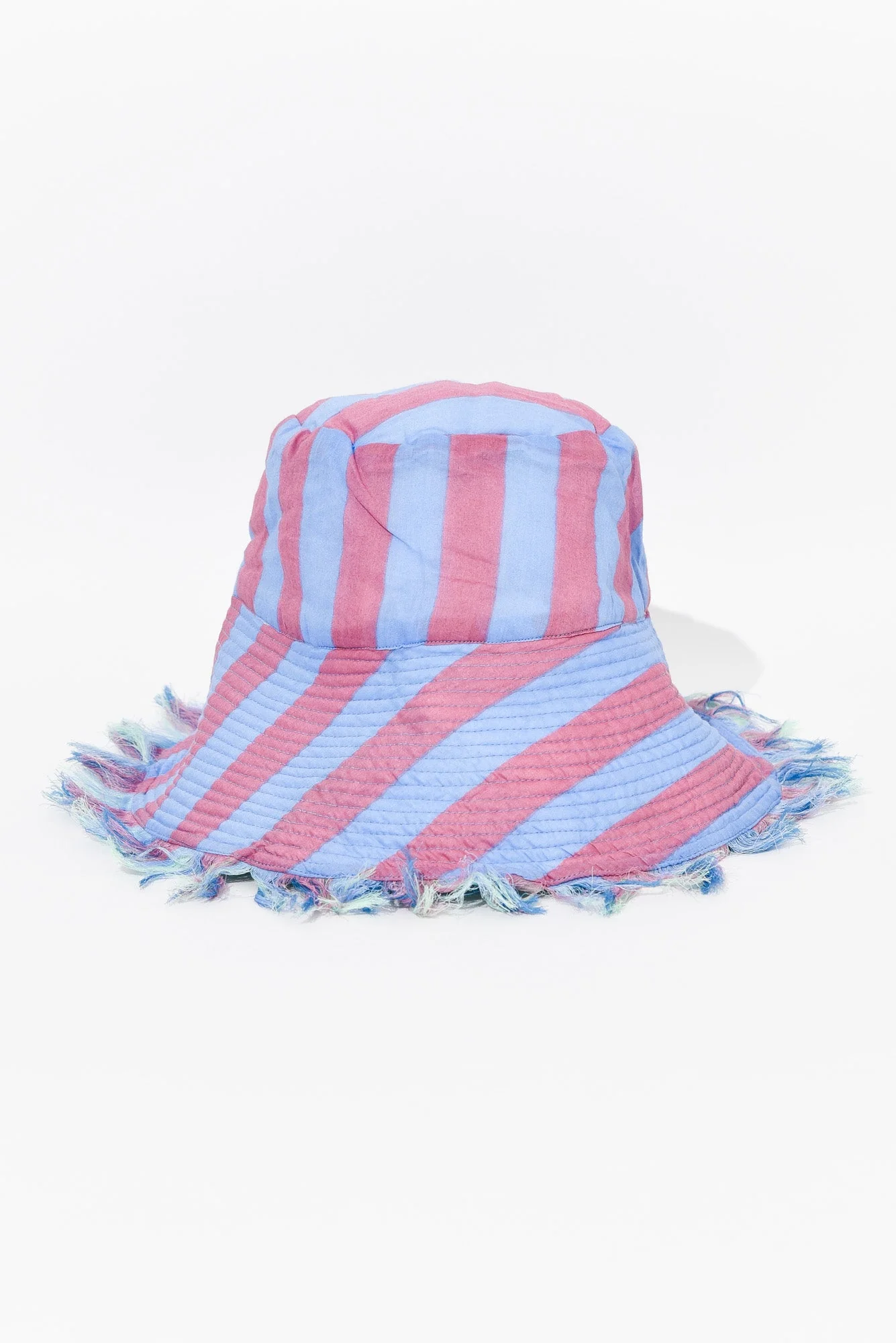 Fray Blue Stripe Cotton Wide Brim Hat - Image 3