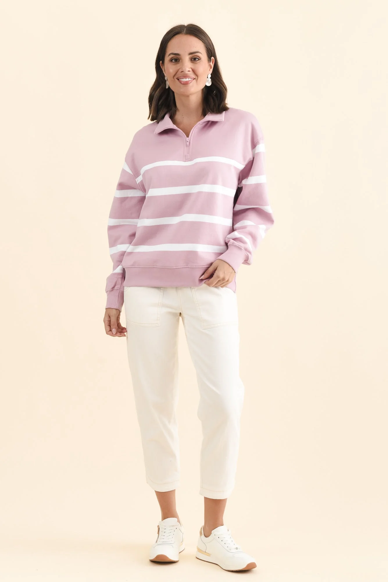 Freedom Pink Stripe Half Zip Sweatshirt - Image 2