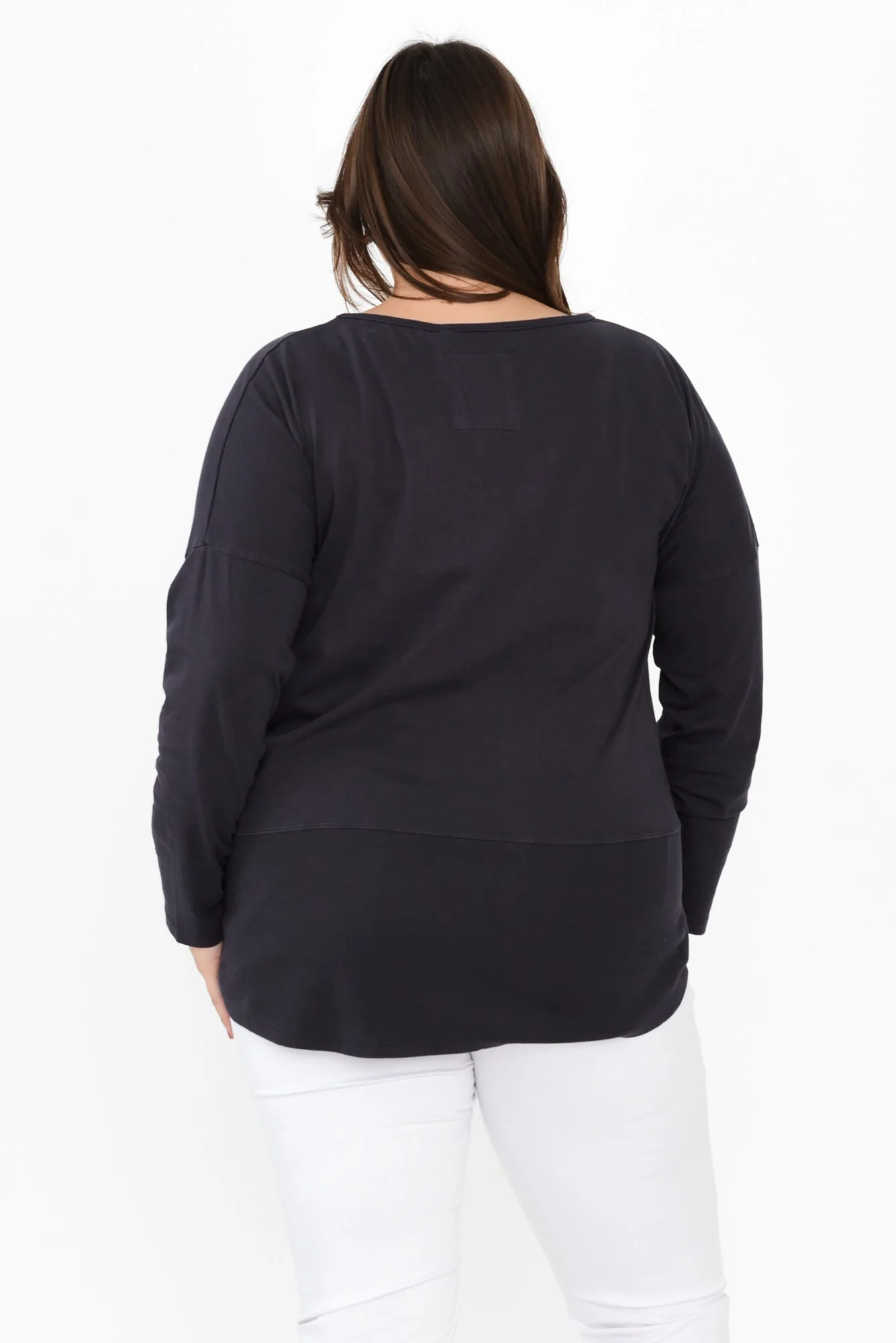 Fundamental Navy Cotton Rib Sleeved Top - Image 11