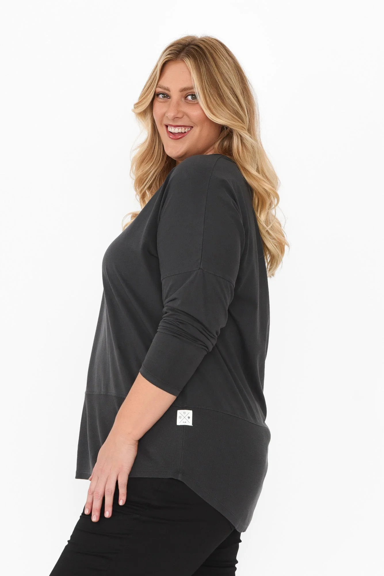 Fundamental Washed Black Cotton Rib Sleeved Top - Image 10