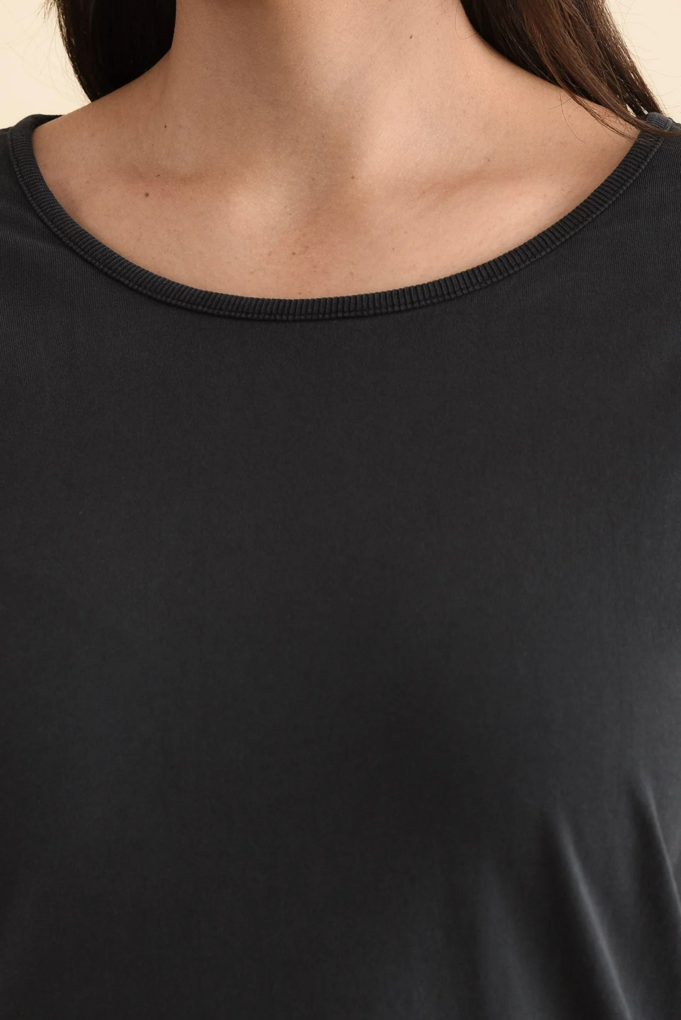 Fundamental Washed Black Cotton Rib Sleeved Top - Image 6