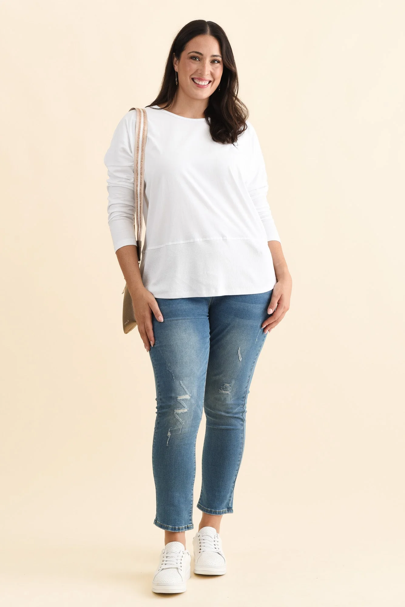 Fundamental White Cotton Rib Sleeved Top - Image 10