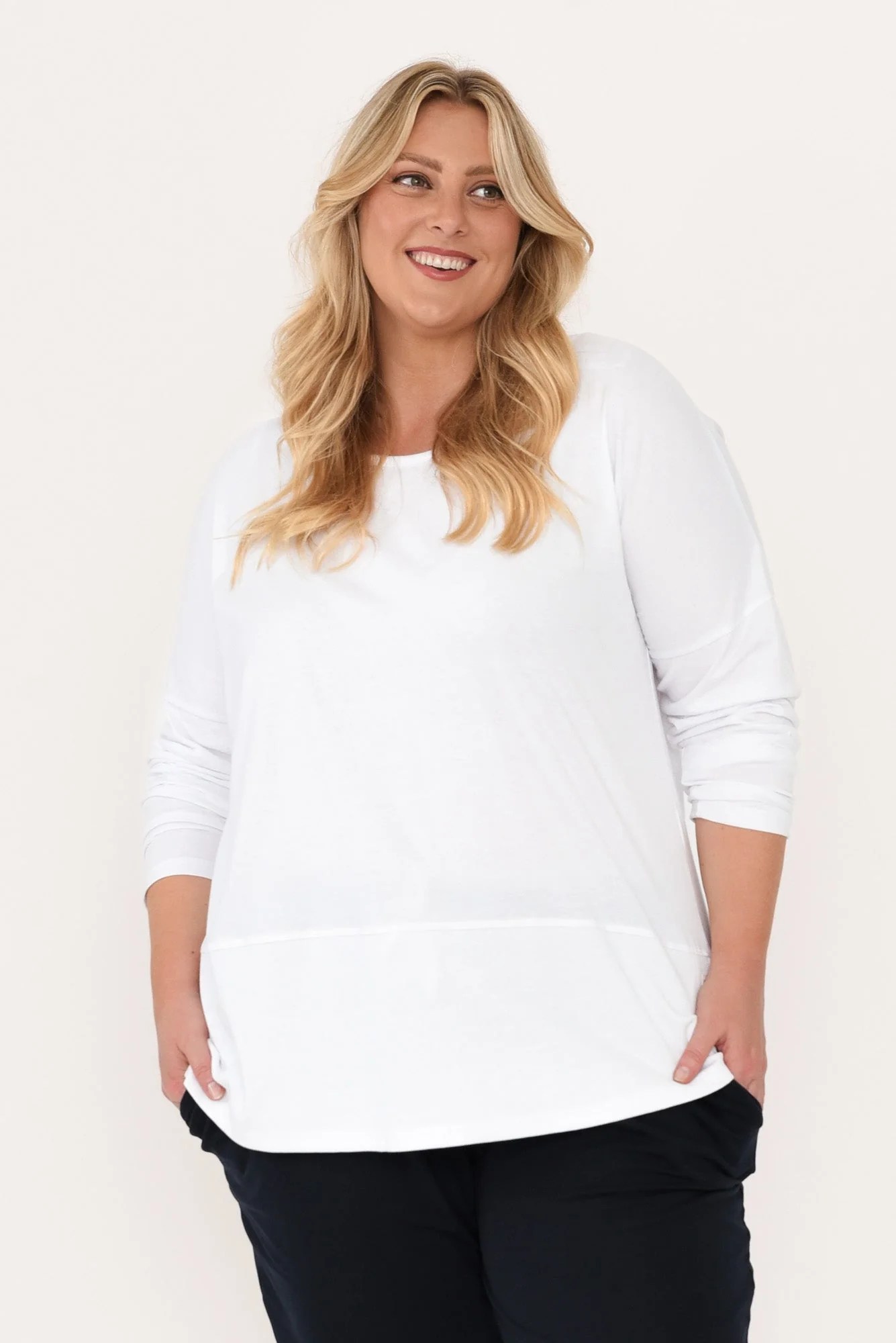 Fundamental White Cotton Rib Sleeved Top - Image 13