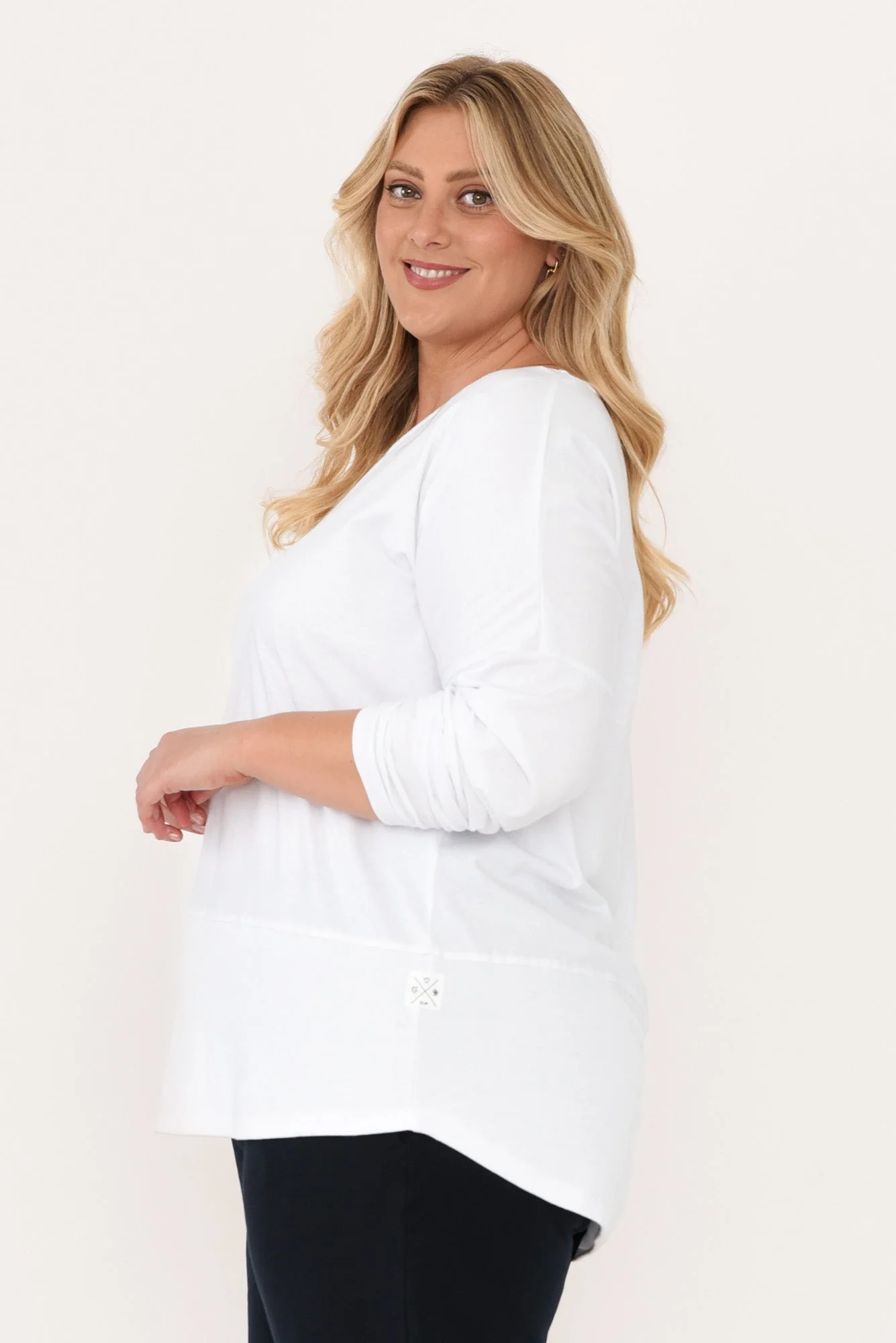 Fundamental White Cotton Rib Sleeved Top - Image 15