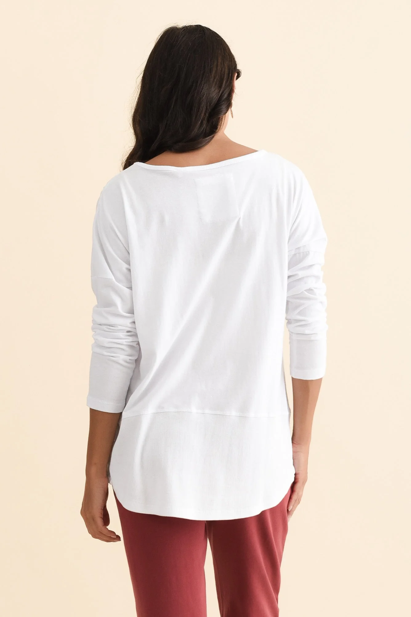 Fundamental White Cotton Rib Sleeved Top - Image 6
