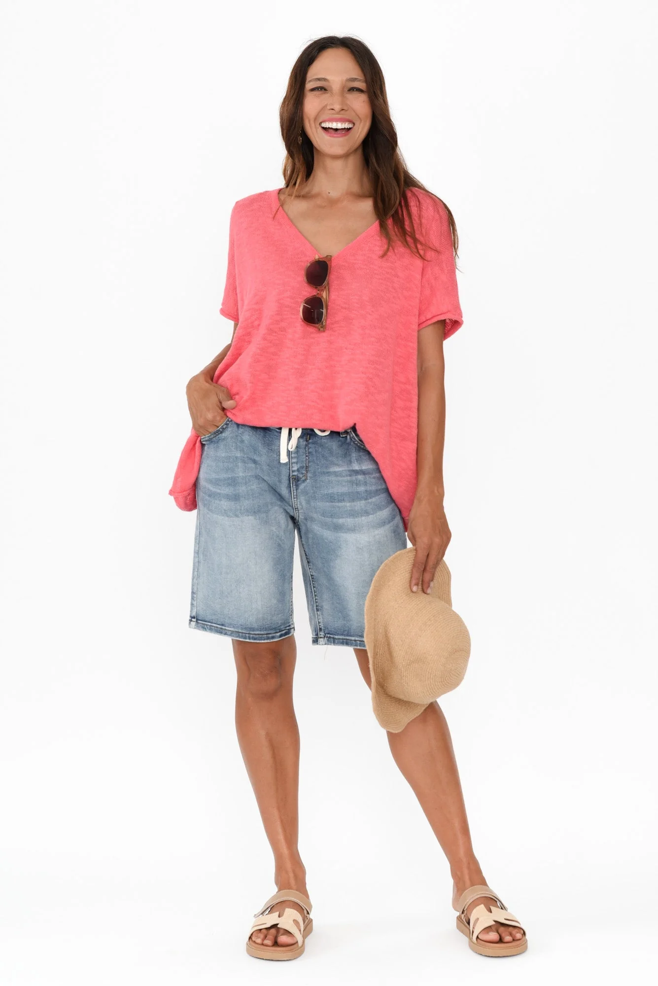 Gabby Mid Blue Denim Bermuda Shorts - Image 2