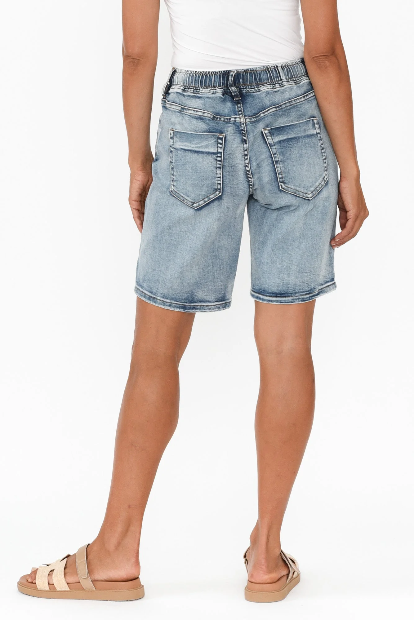 Gabby Mid Blue Denim Bermuda Shorts - Image 4