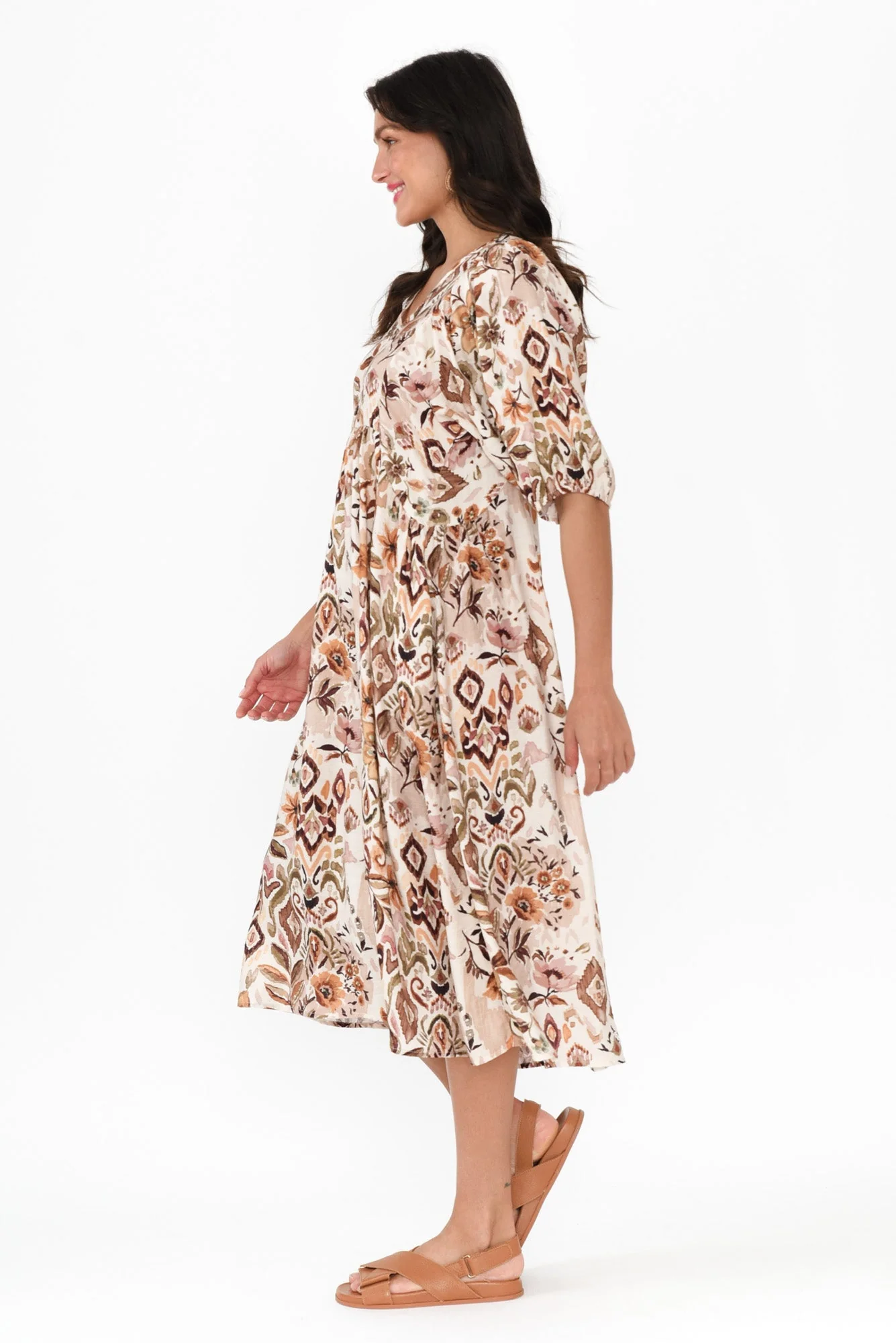 Gabriella Brown Floral Pocket Dress - Image 3
