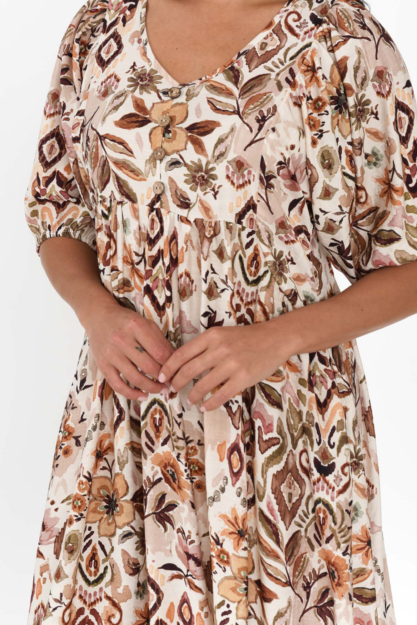 Gabriella Brown Floral Pocket Dress - Image 5