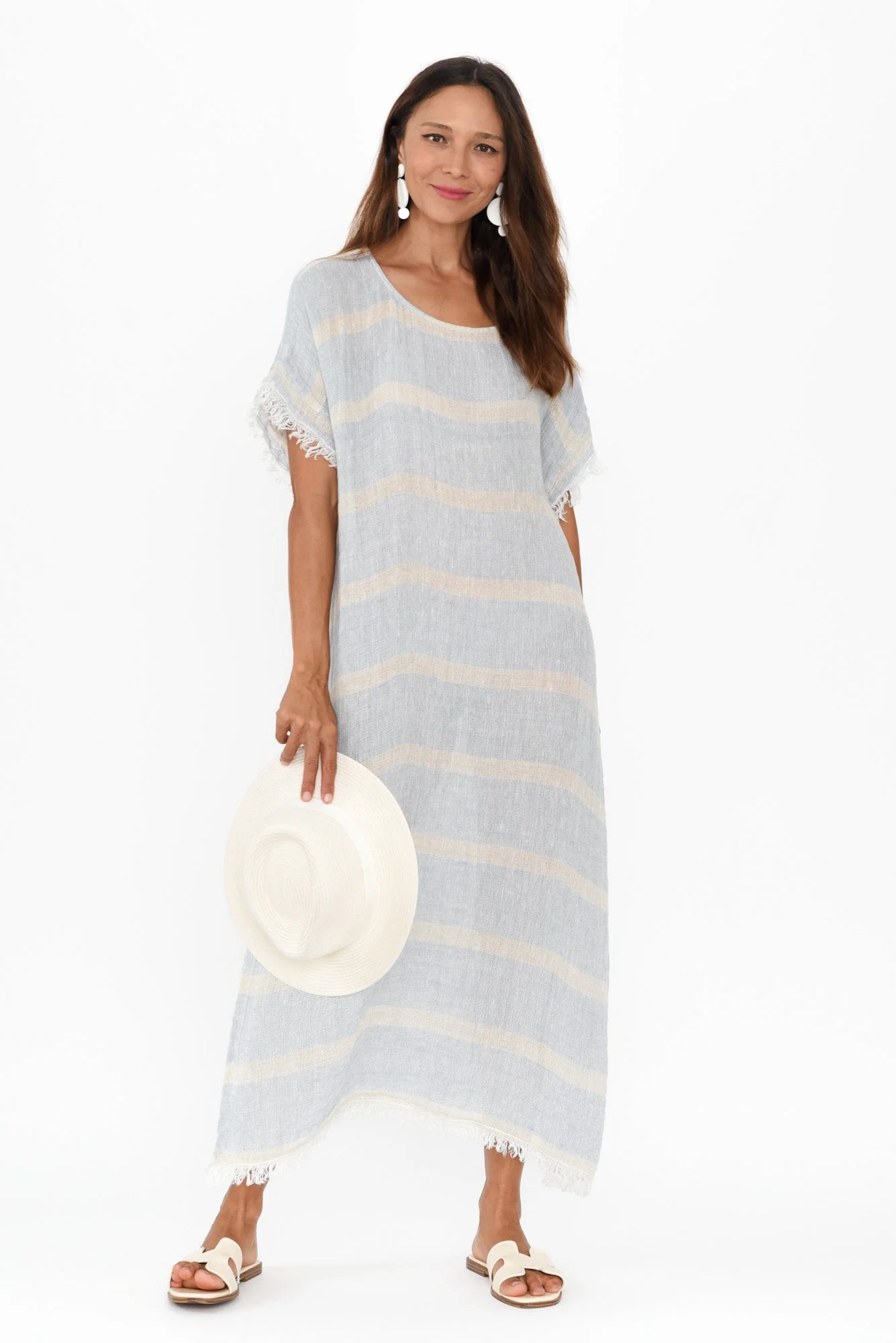 Galene Blue Stripe Linen Dress