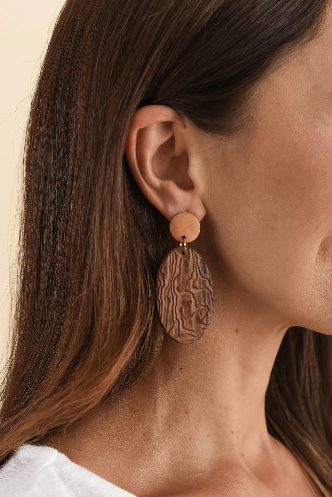 Gany Brown Oval Pendant Earrings - Image 2