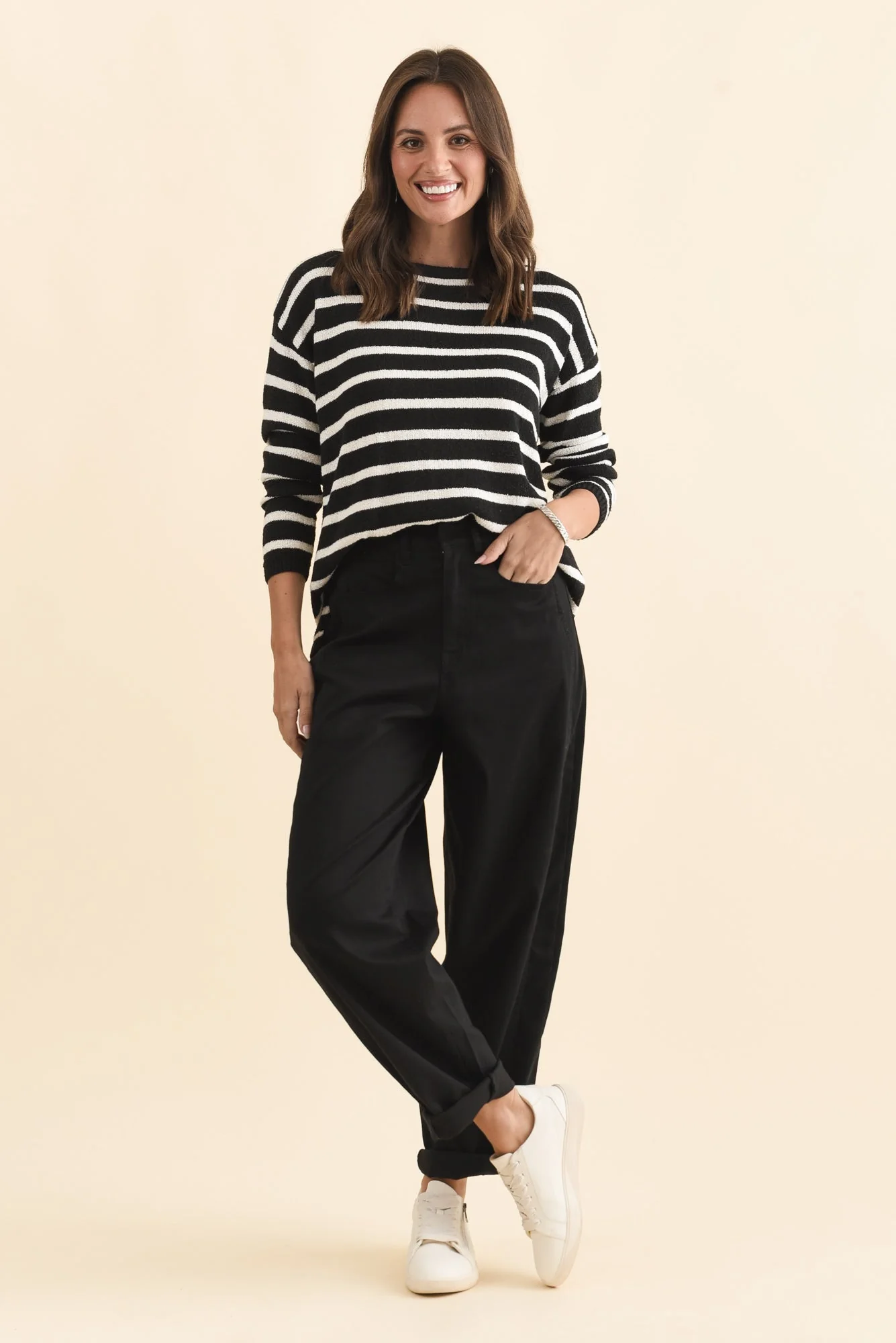 Garner Black Barrel Chino Pants - Image 6