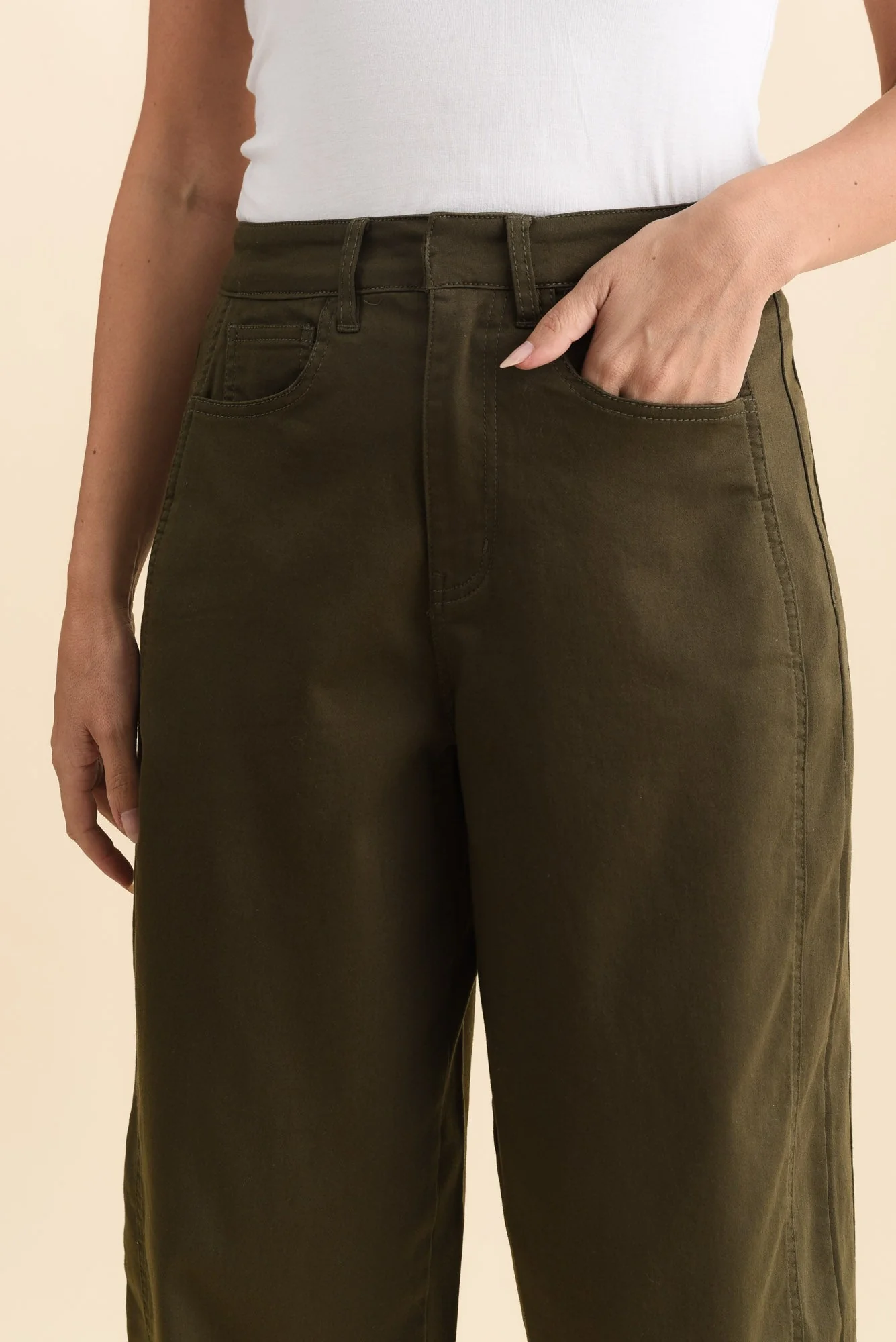 Garner Khaki Barrel Chino Pants - Image 6