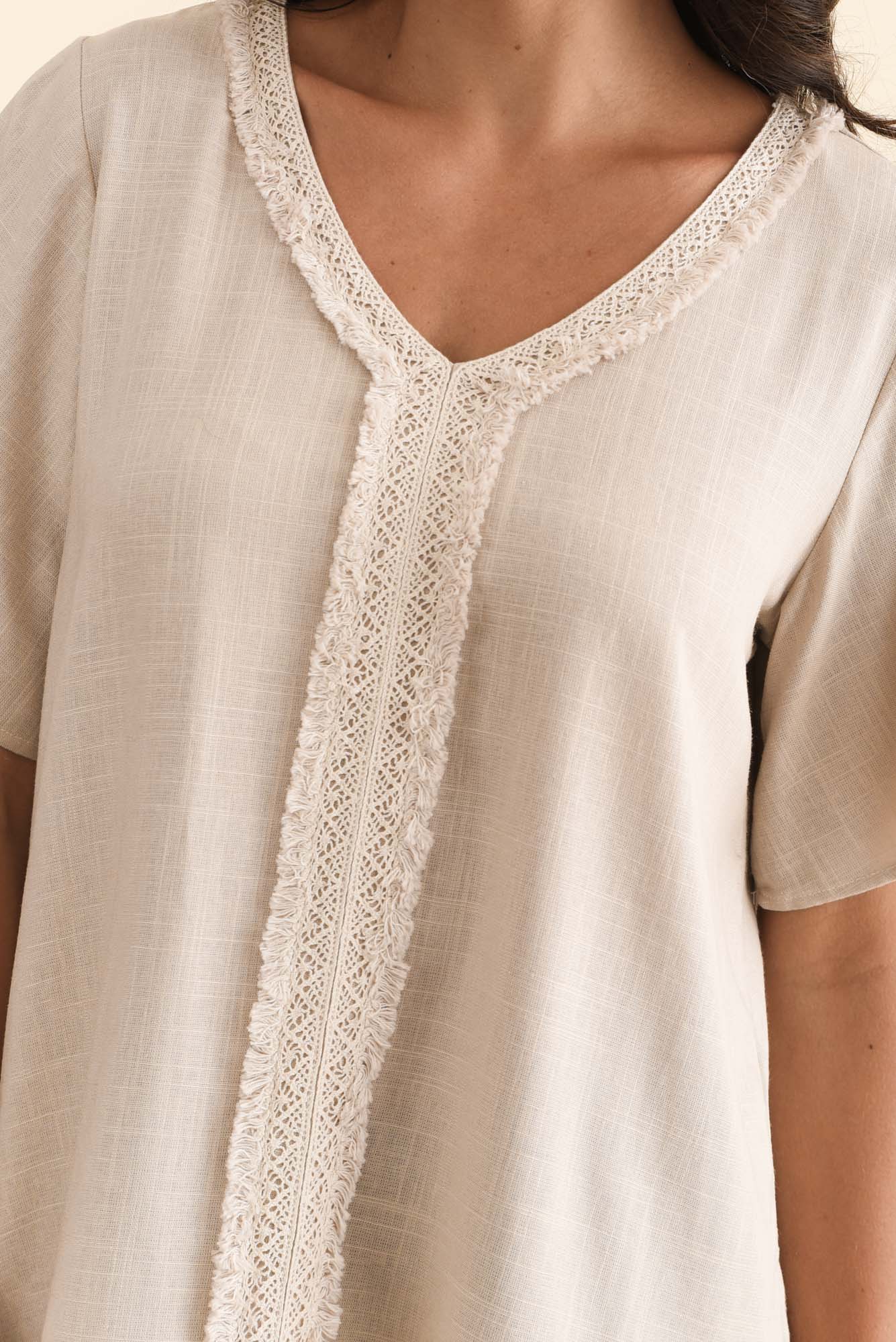 Georgio Taupe Linen Top - Image 5