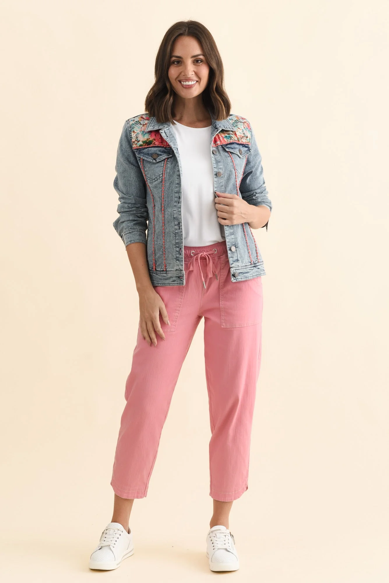 Gerri Pink Garden Denim Jacket - Image 2