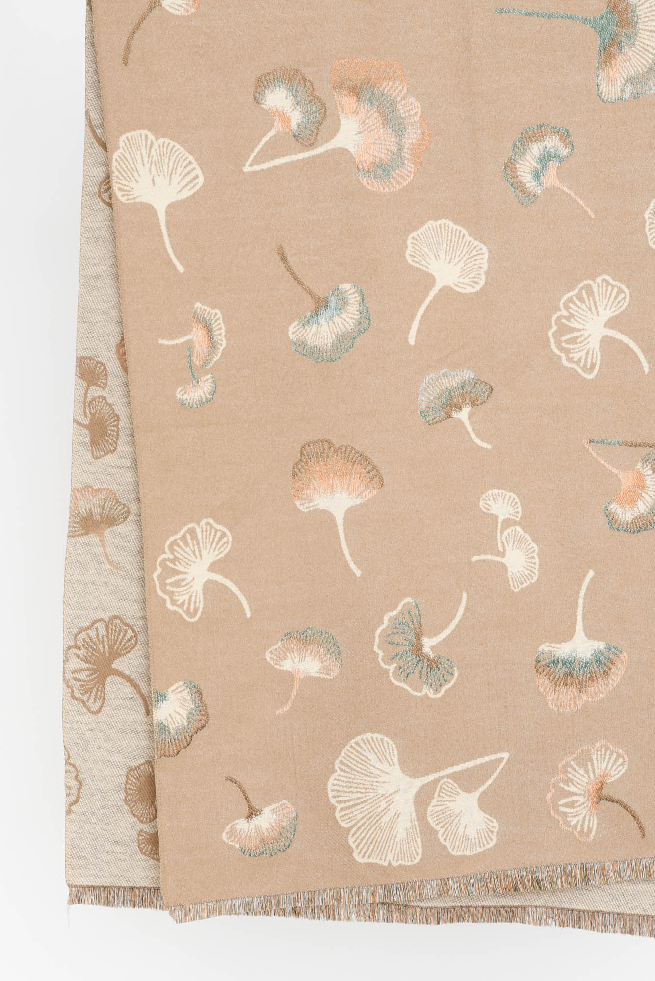 Ginko Beige Flower Scarf - Image 3