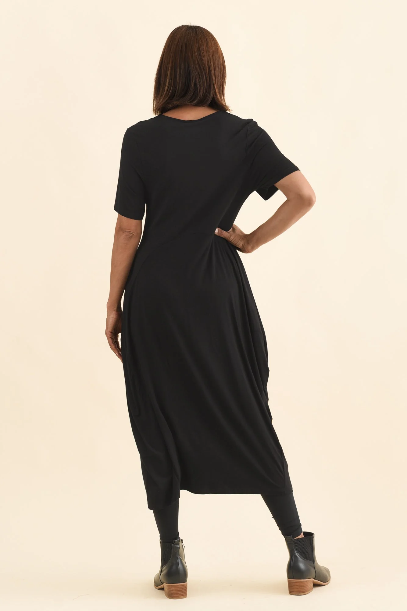 Glenda Black Short Sleeve Crescent Dress - Image 5