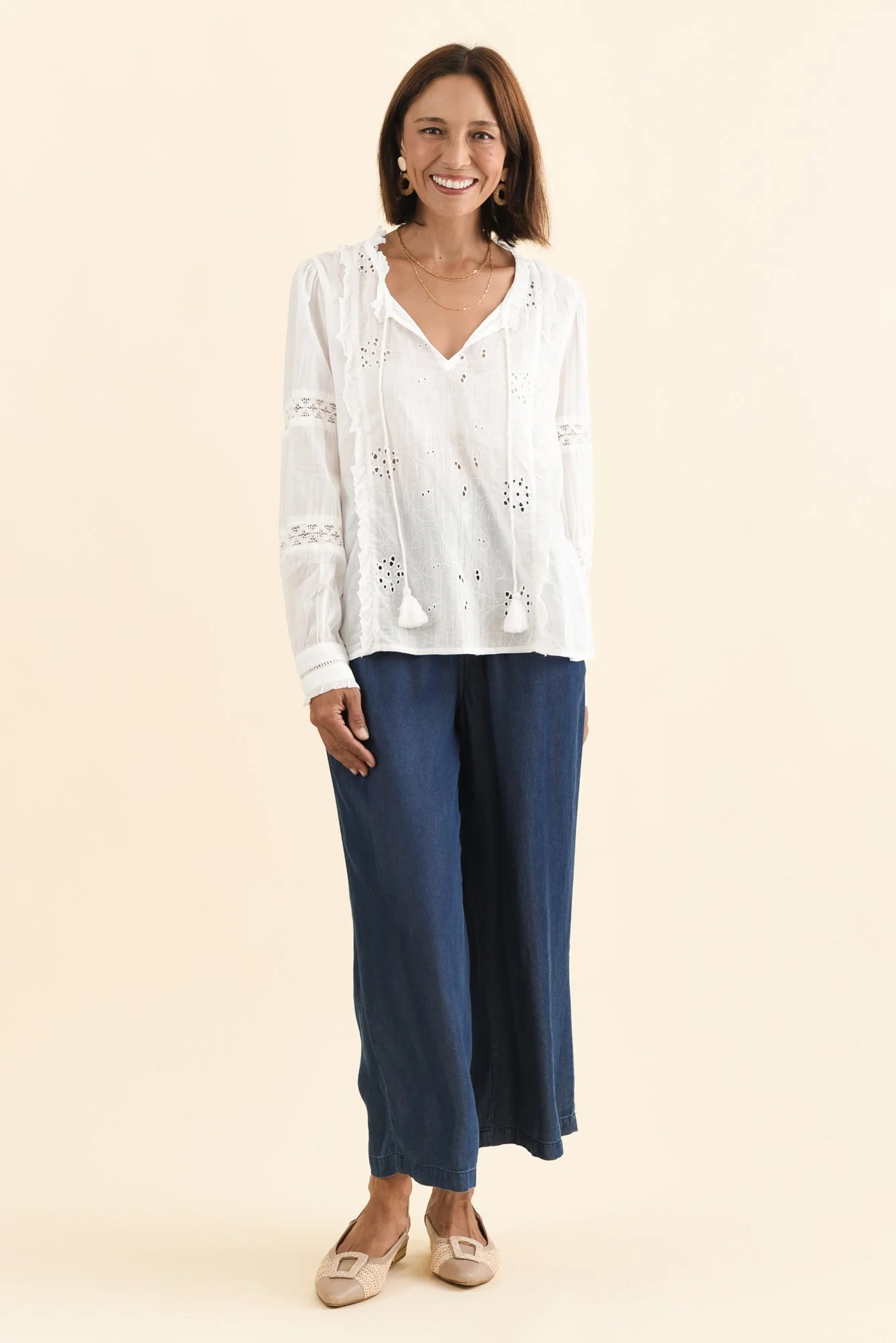 Gloria White Embroidered Cotton Top - Image 6