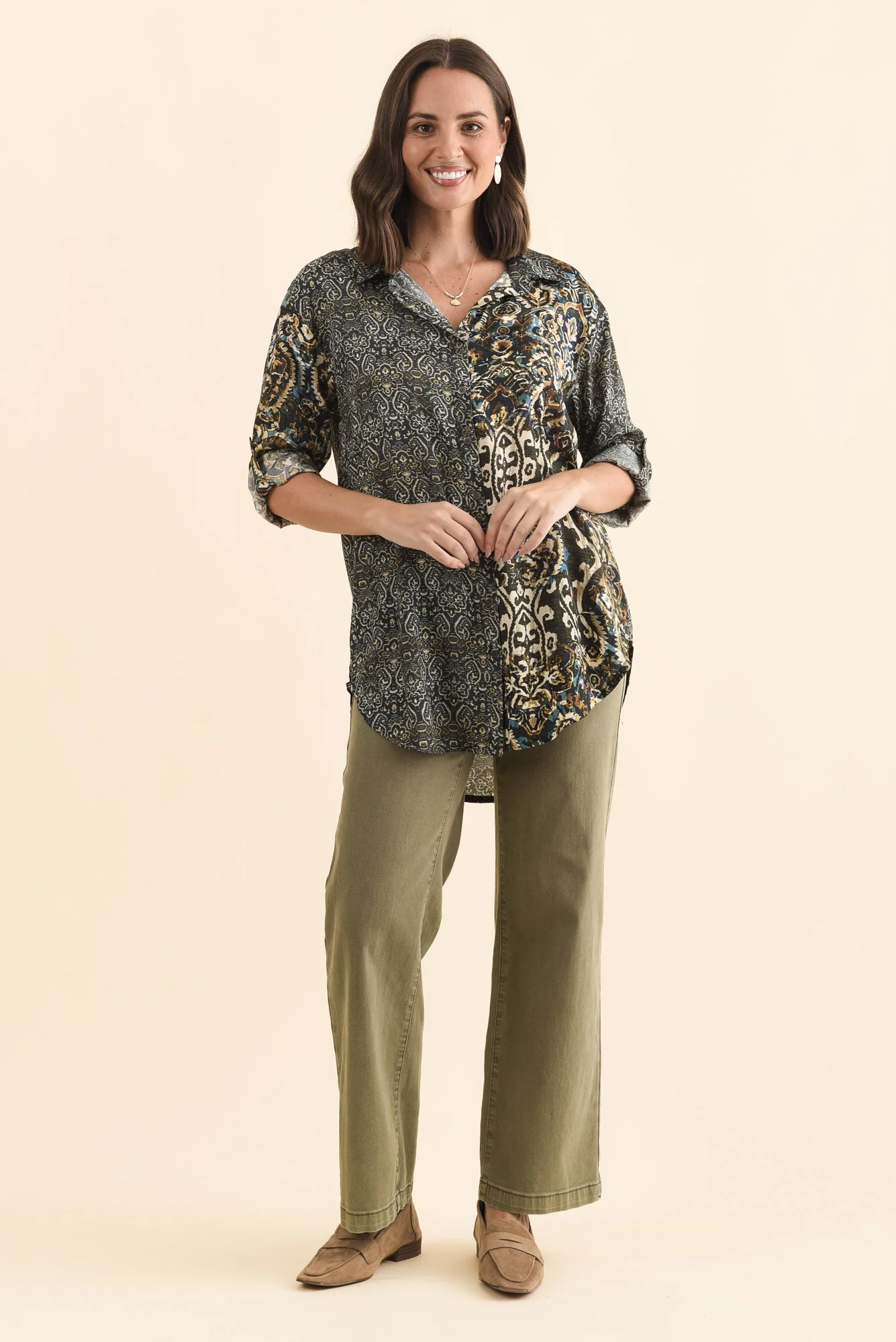 Goda Forest Green Motif Button Shirt - Image 7