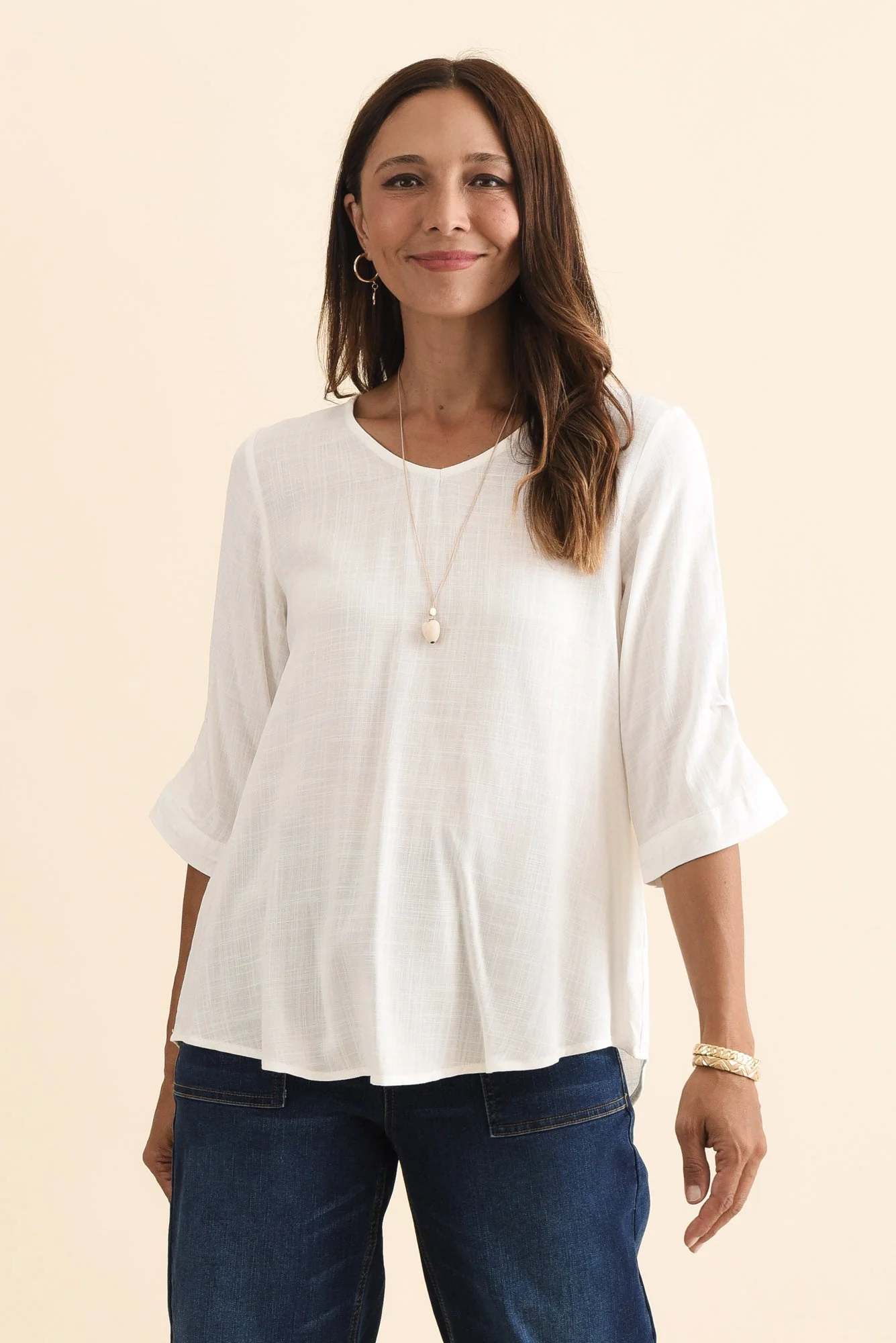 Gomez White Button Top - Image 2