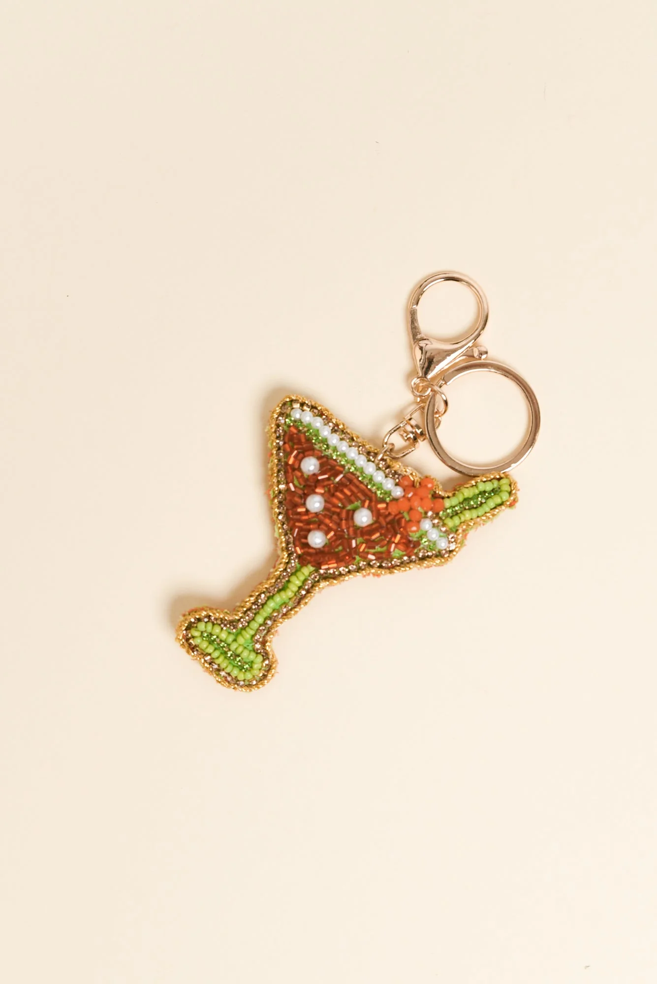 Green Martini Beaded Keychain
