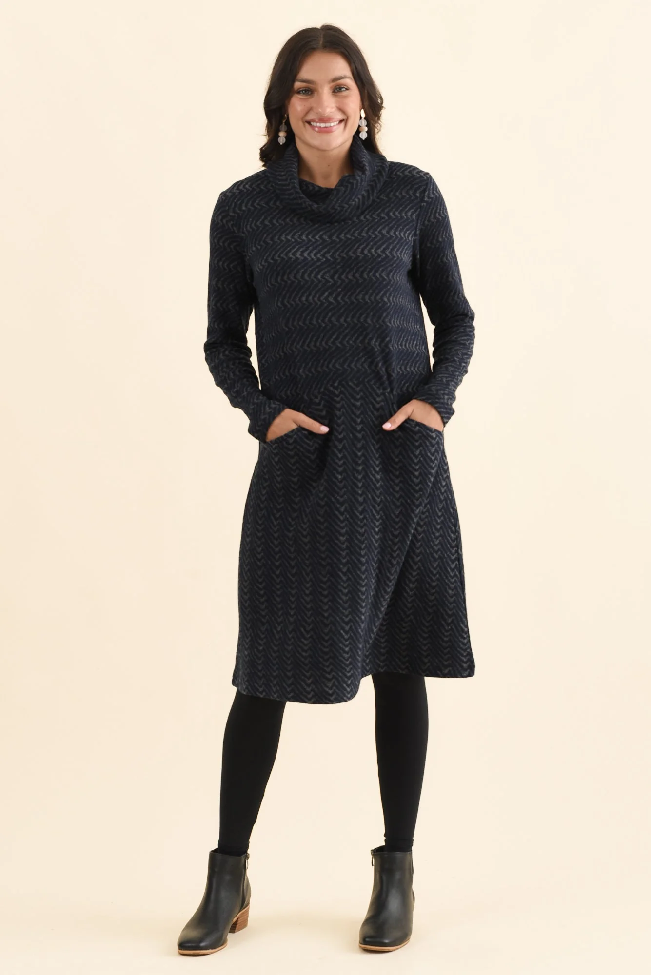 Grenadine Navy Cotton Knit Dress