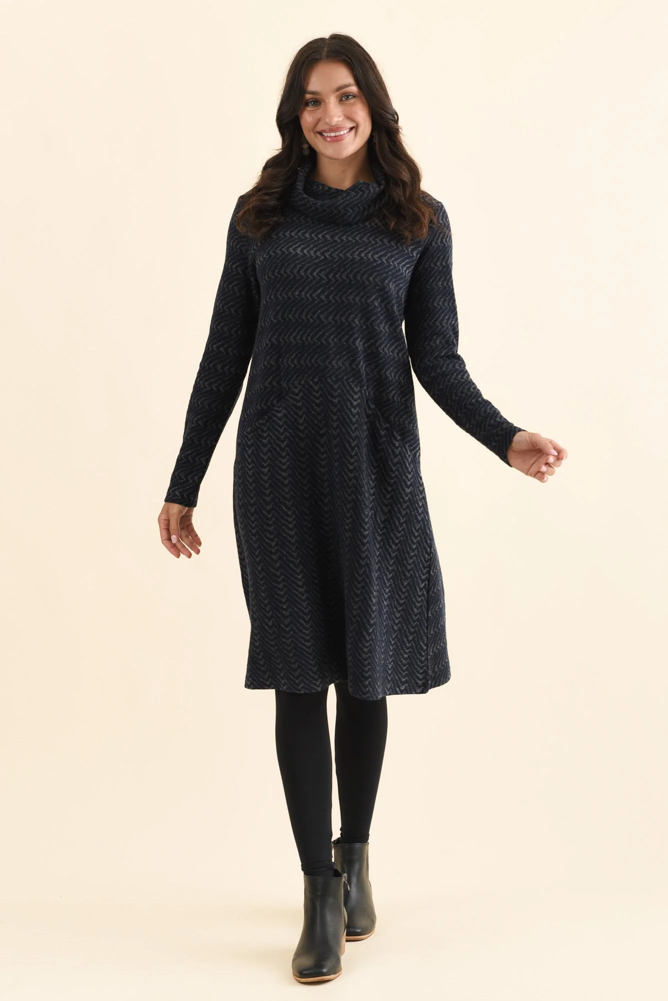 Grenadine Navy Cotton Knit Dress - Image 2