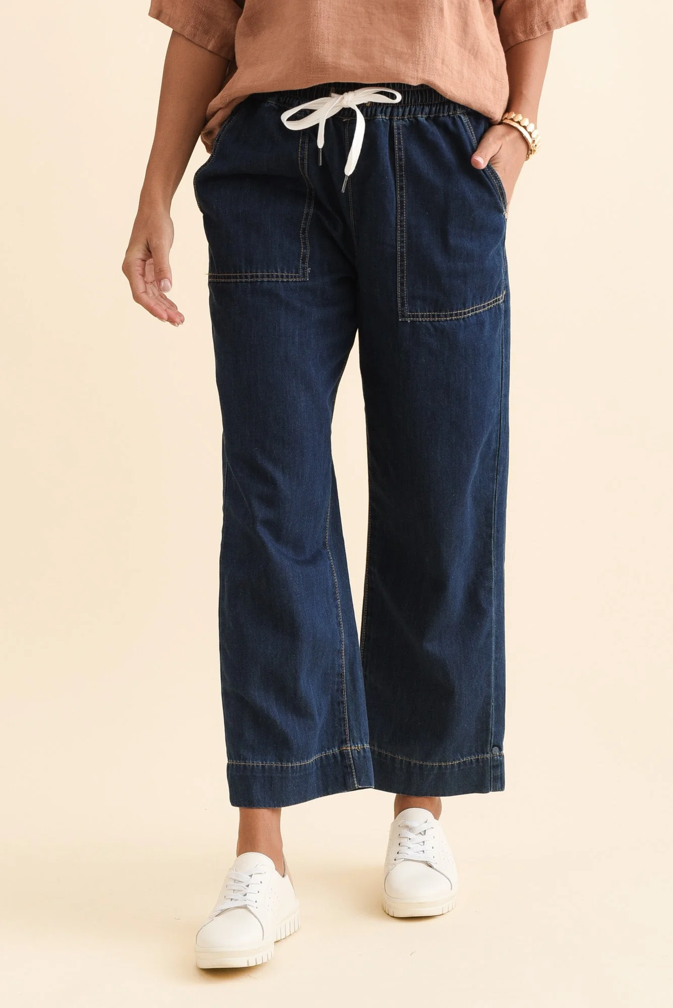 Gretal Dark Denim Cropped Pants