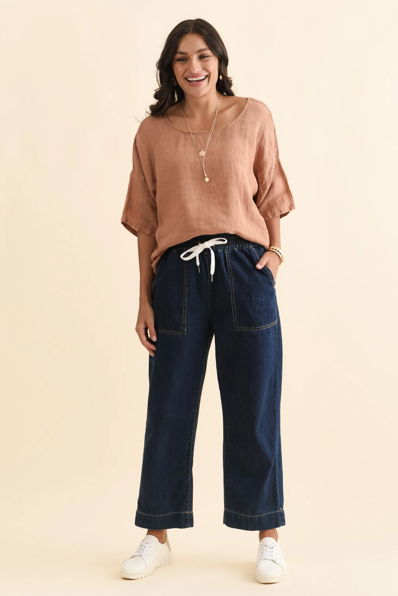Gretal Dark Denim Cropped Pants - Image 2