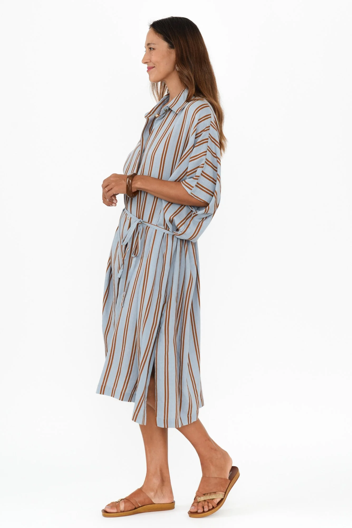 Grounded Blue Stripe Tie Dress - Image 4