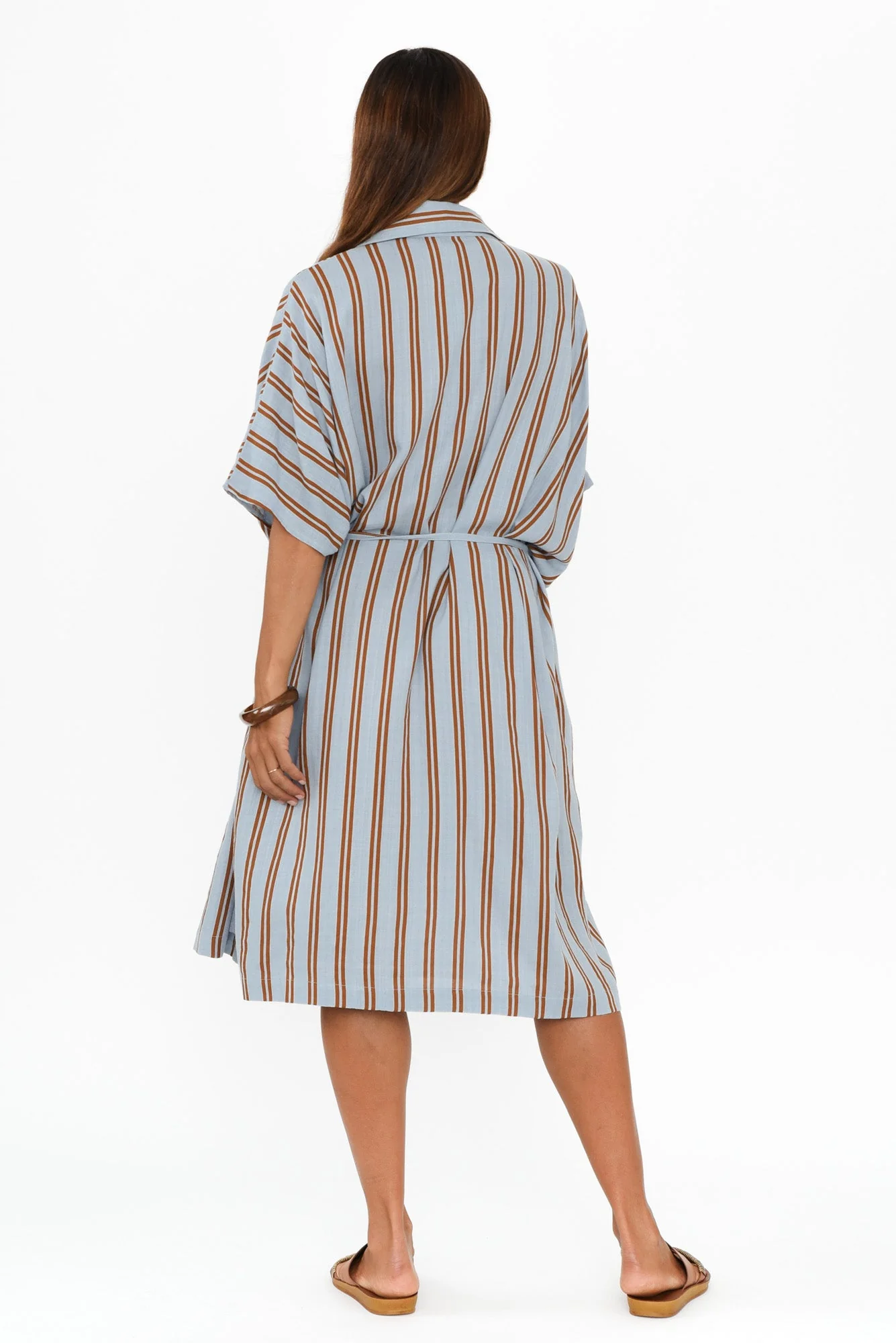 Grounded Blue Stripe Tie Dress - Image 5