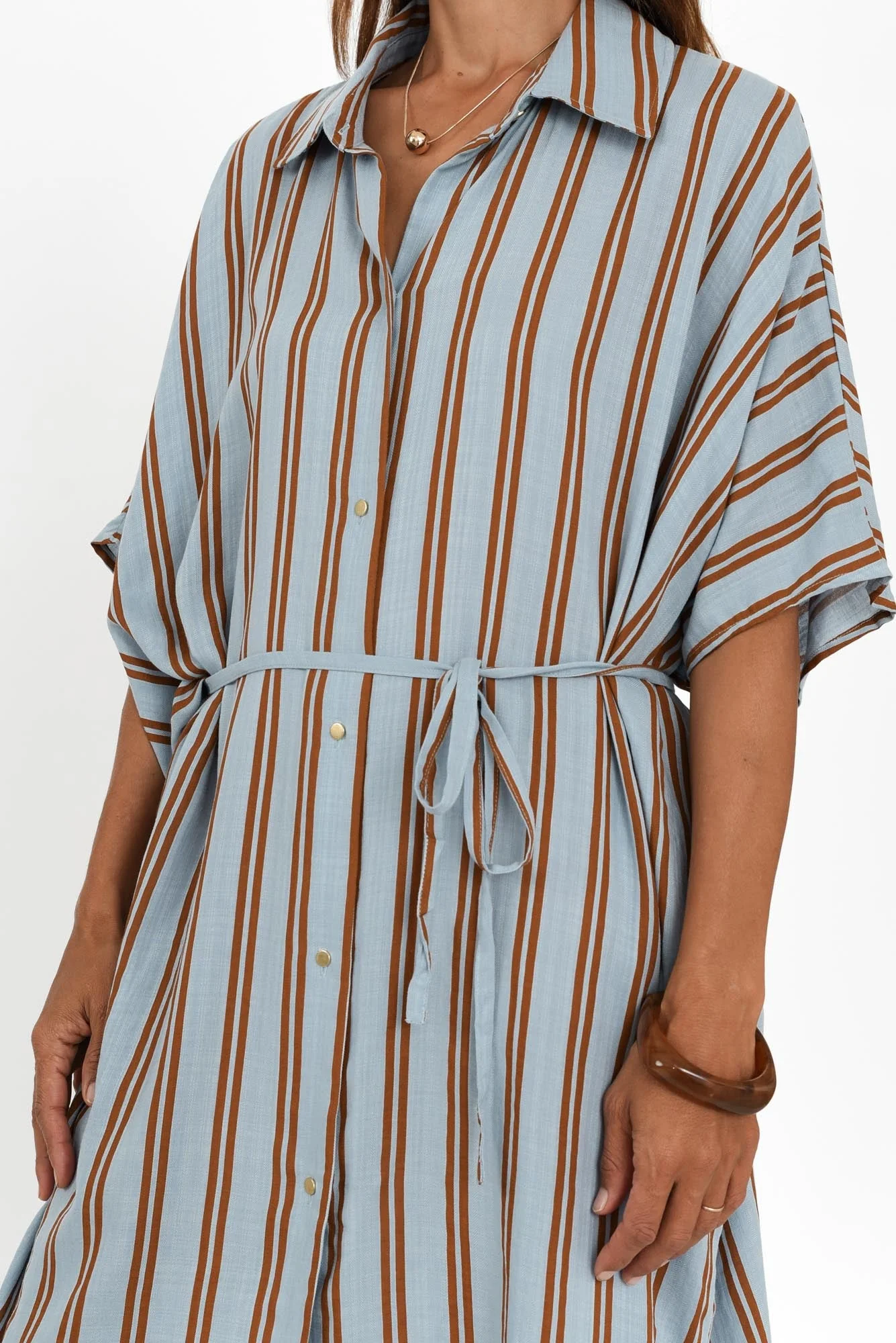 Grounded Blue Stripe Tie Dress - Image 6