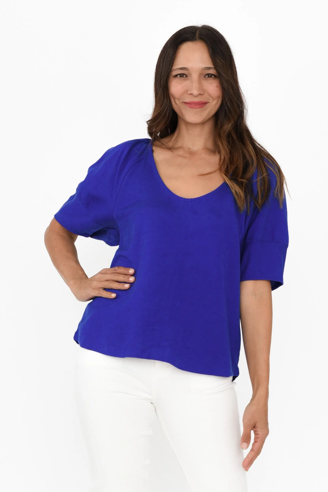 Grove Cobalt Linen Blend Top
