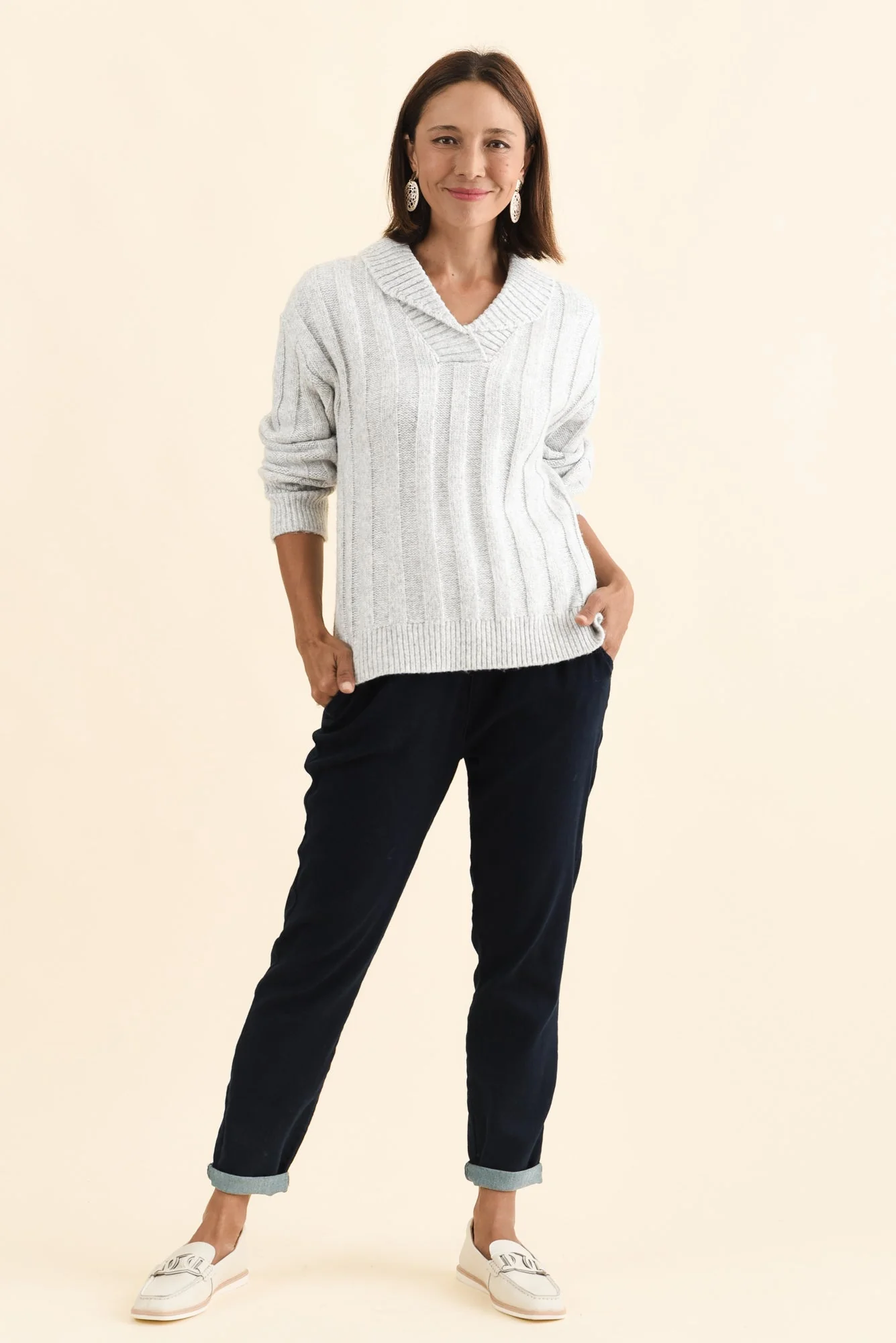 Guy Grey Collared Knit Jumper - Image 2
