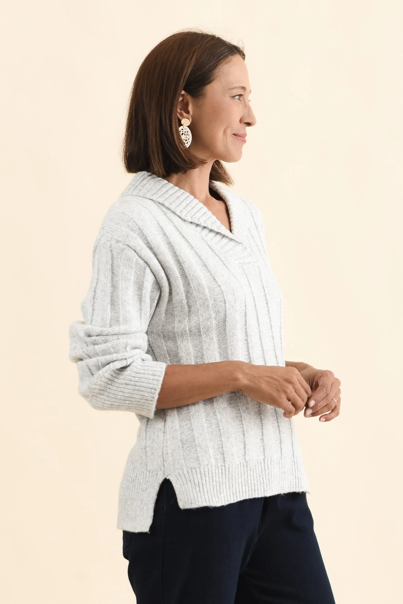 Guy Grey Collared Knit Jumper - Image 3