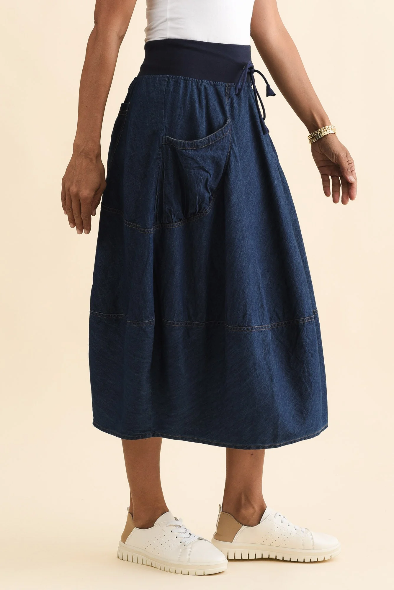 Gwen Blue Denim Pocket Skirt - Image 3