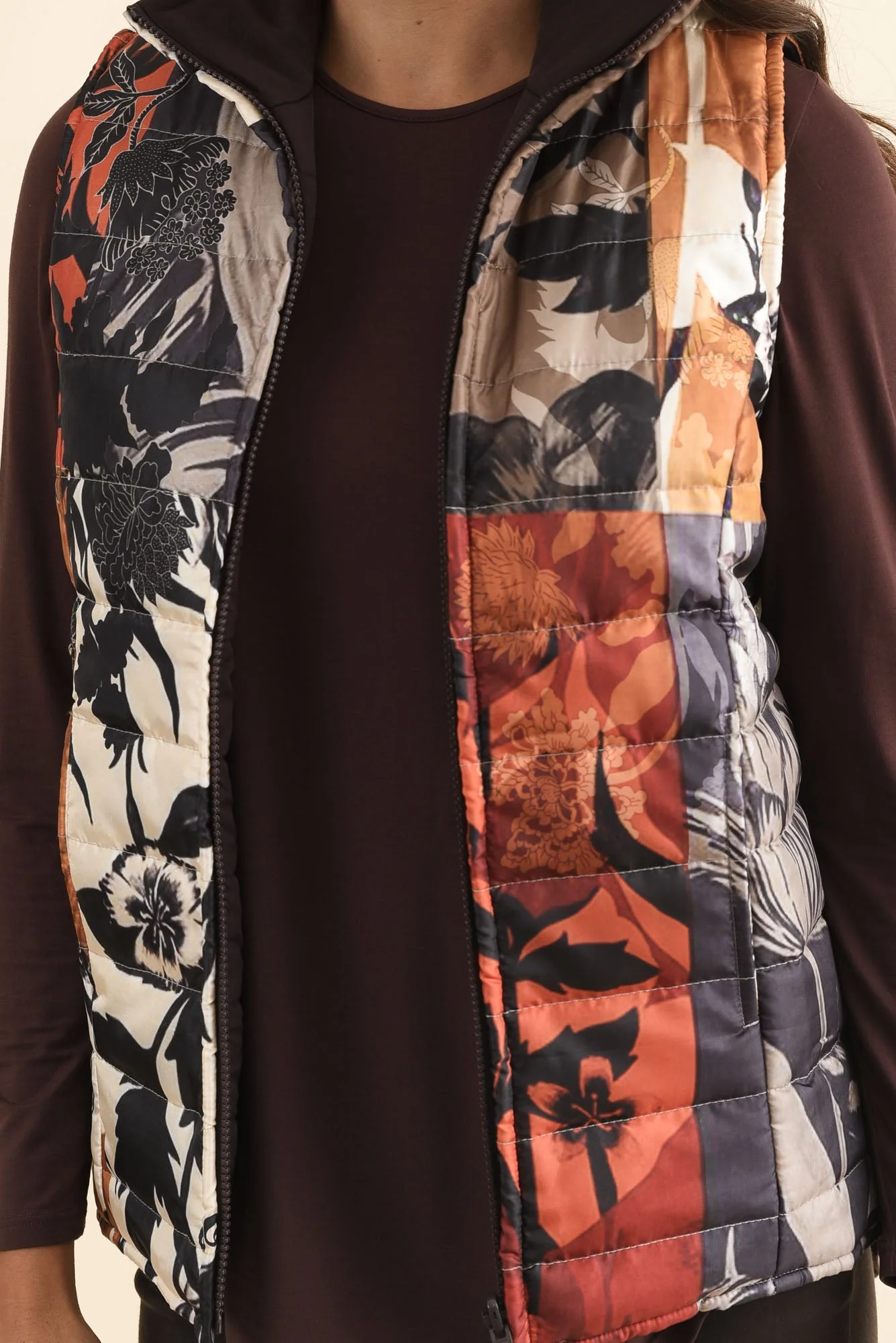 Hallen Orange Floral Puffer Vest - Image 5