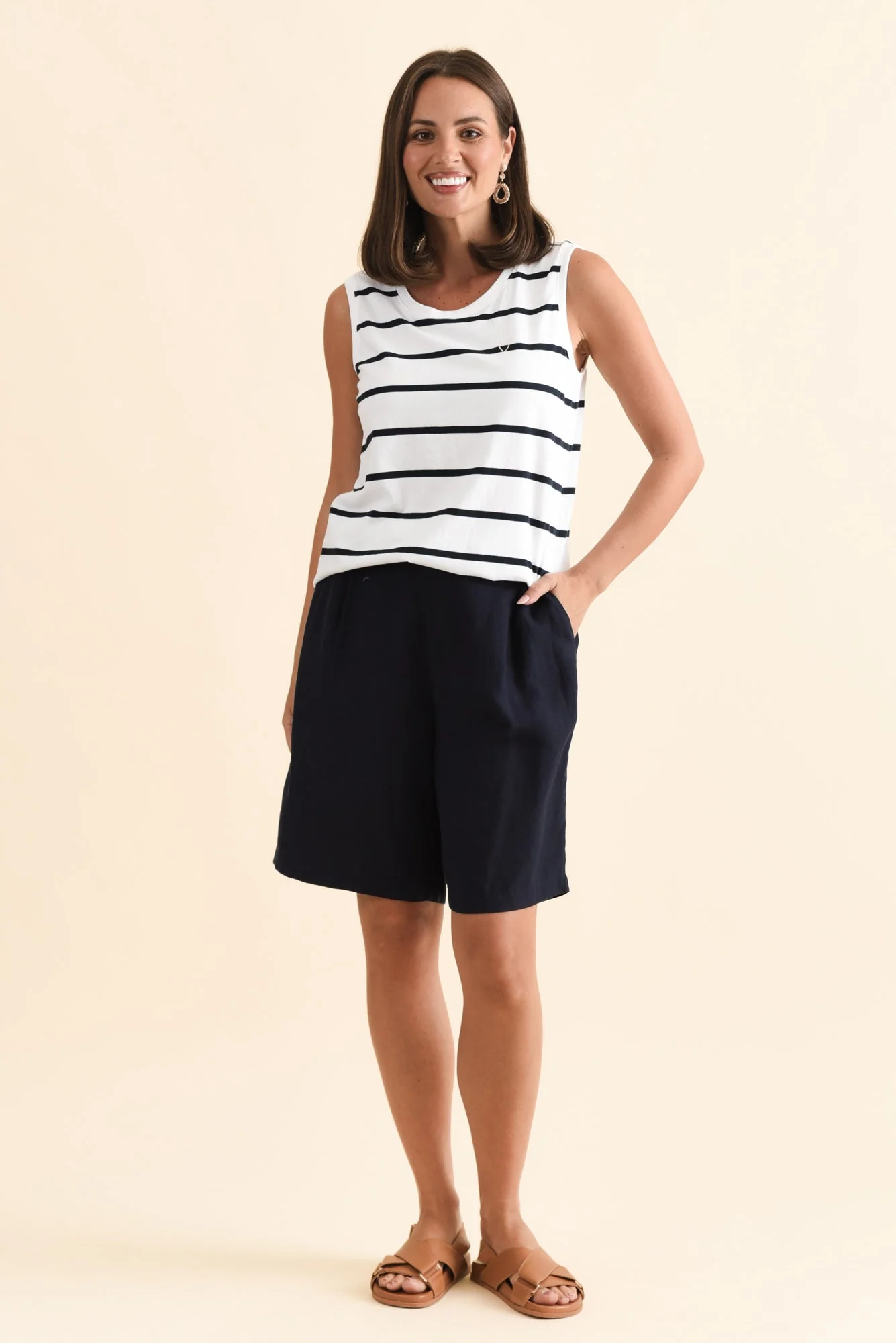 Halli Navy Stripe Cotton Tank - Image 6