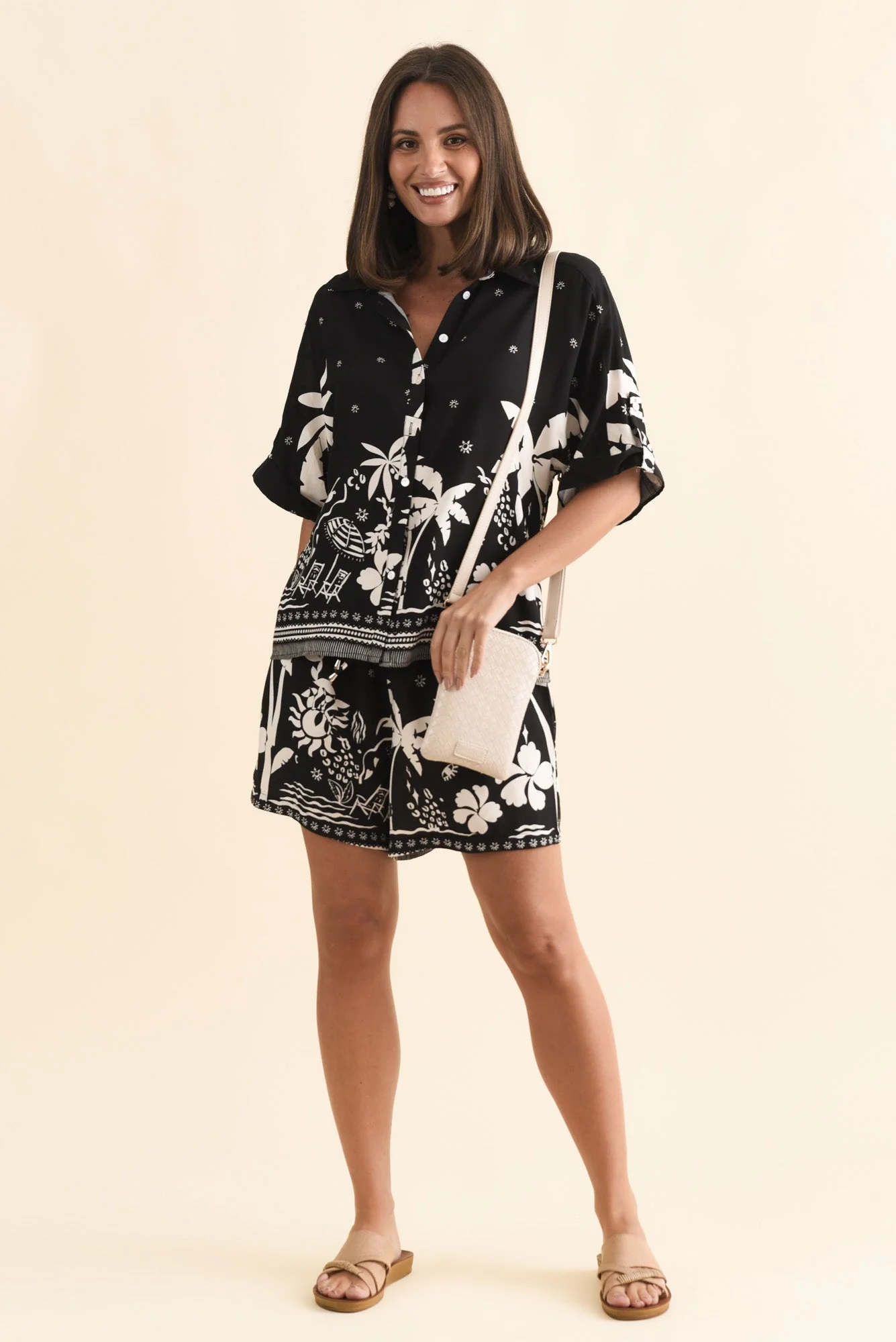 Halsey Black Tropical Pocket Shorts - Image 2