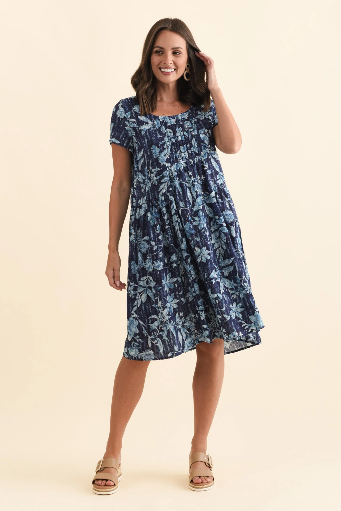 Hanoi Blue Floral Cotton Blend Dress - Image 3